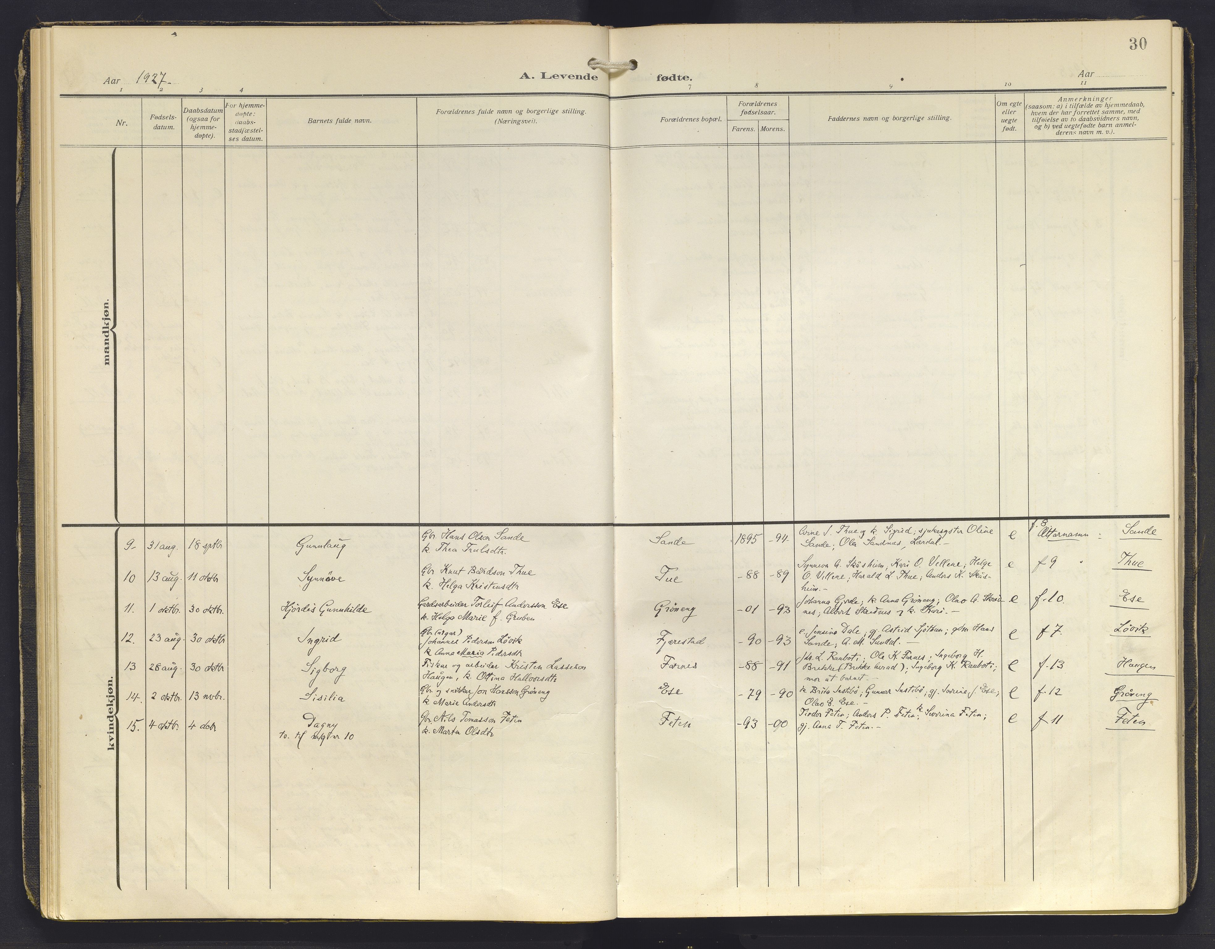 Balestrand sokneprestembete, AV/SAB-A-79601/H/Haa/Haab/L0002: Parish register (official) no. B 2, 1911-1932, p. 30