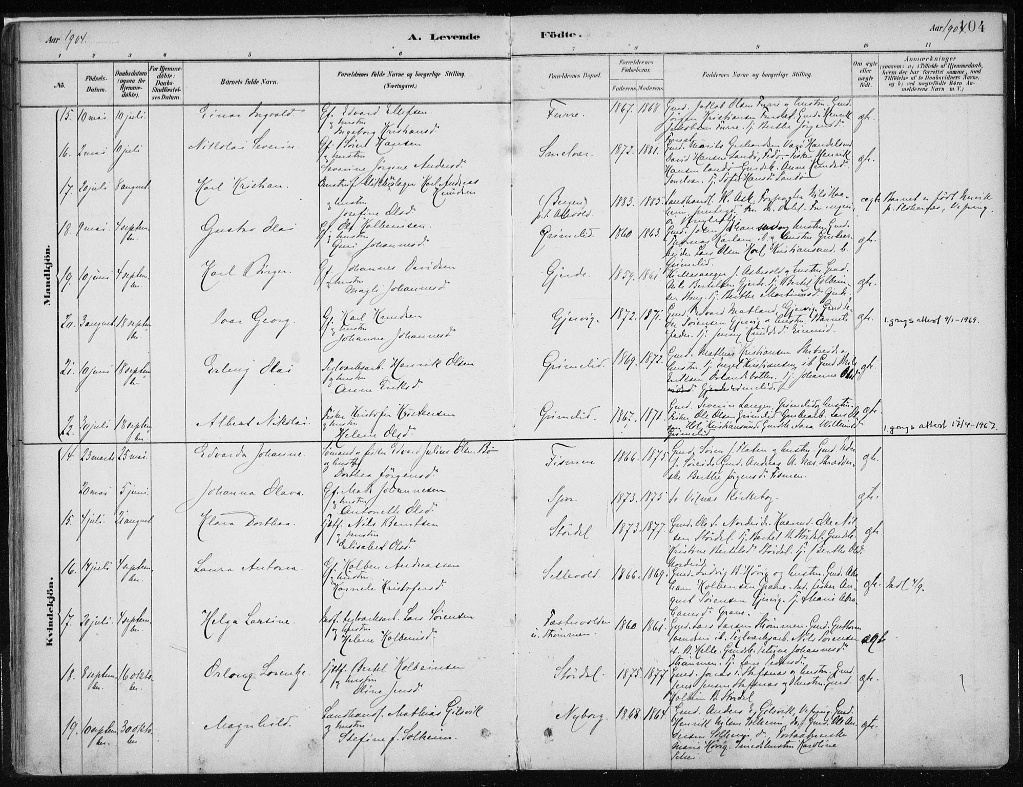 Askvoll sokneprestembete, AV/SAB-A-79501/H/Haa/Haab/L0002: Parish register (official) no. B 2, 1879-1909, p. 104