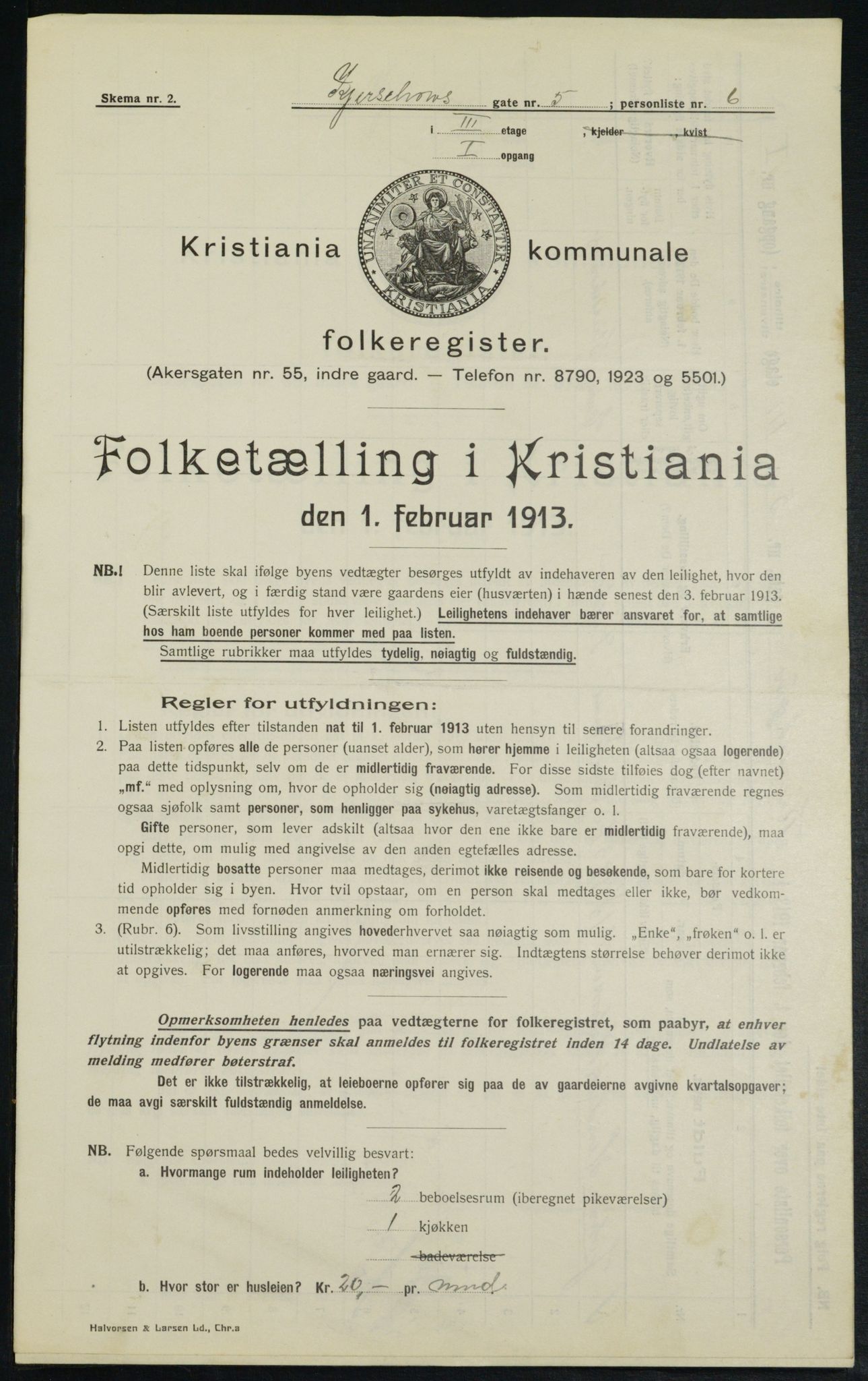 OBA, Municipal Census 1913 for Kristiania, 1913, p. 49222