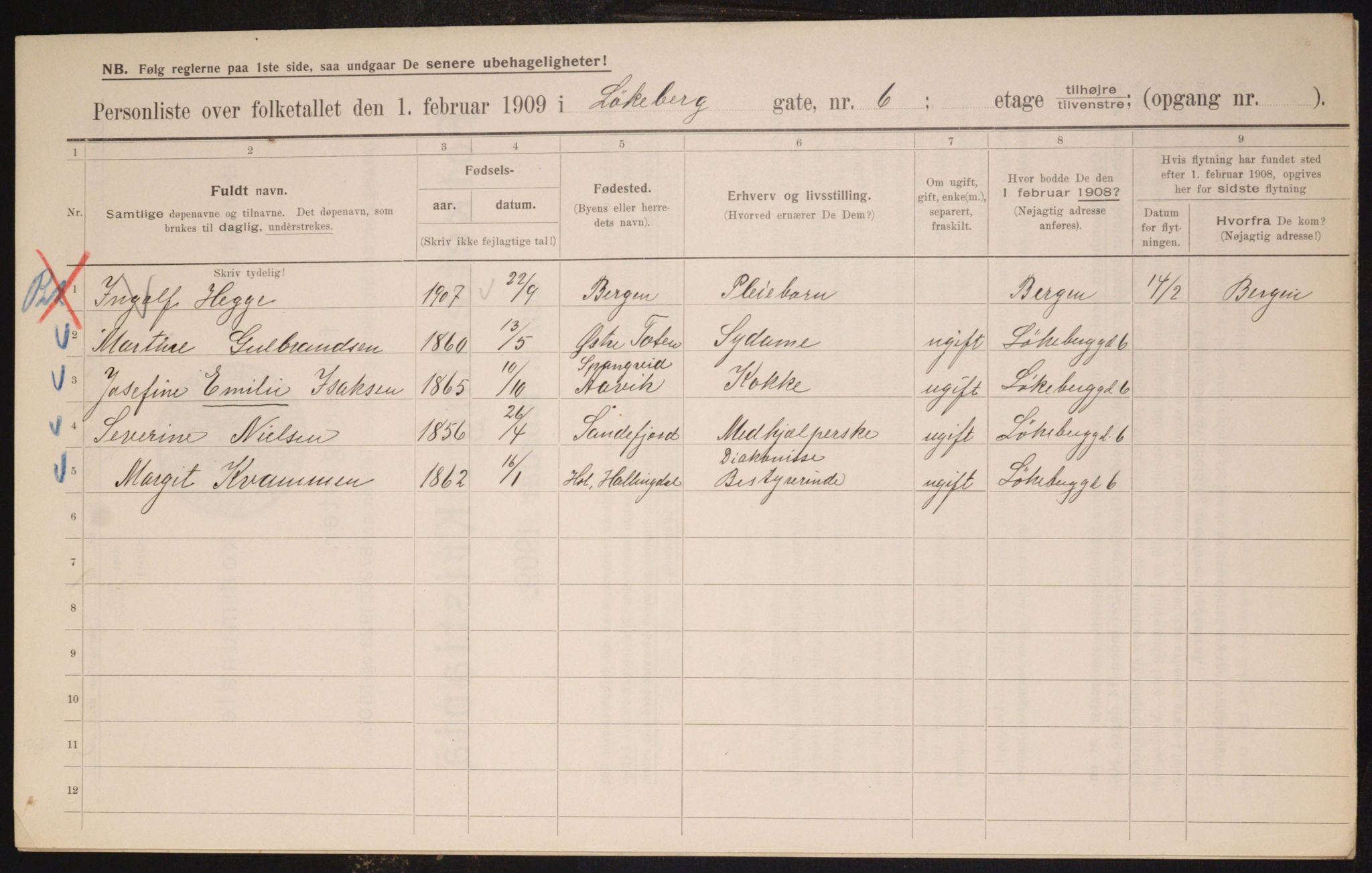 OBA, Municipal Census 1909 for Kristiania, 1909, p. 53254