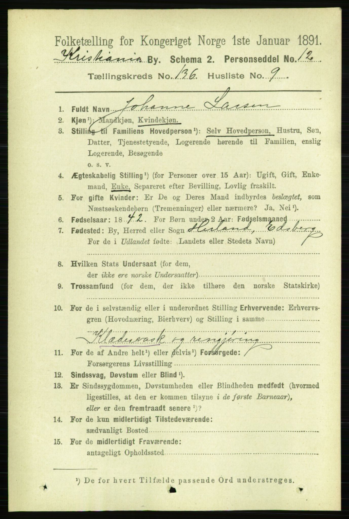 RA, 1891 census for 0301 Kristiania, 1891, p. 75482