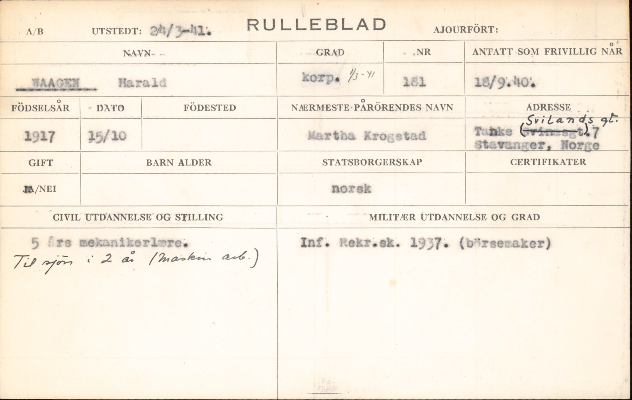 Forsvaret, Forsvarets overkommando/Luftforsvarsstaben, AV/RA-RAFA-4079/P/Pa/L0052: Personellpapirer, 1917, p. 531