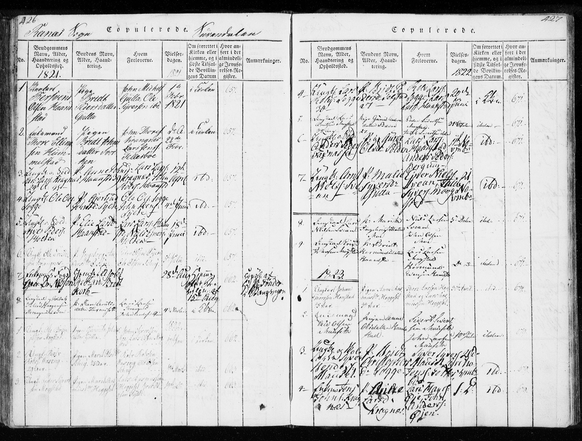 Ministerialprotokoller, klokkerbøker og fødselsregistre - Møre og Romsdal, AV/SAT-A-1454/595/L1041: Parish register (official) no. 595A03, 1819-1829, p. 426-427