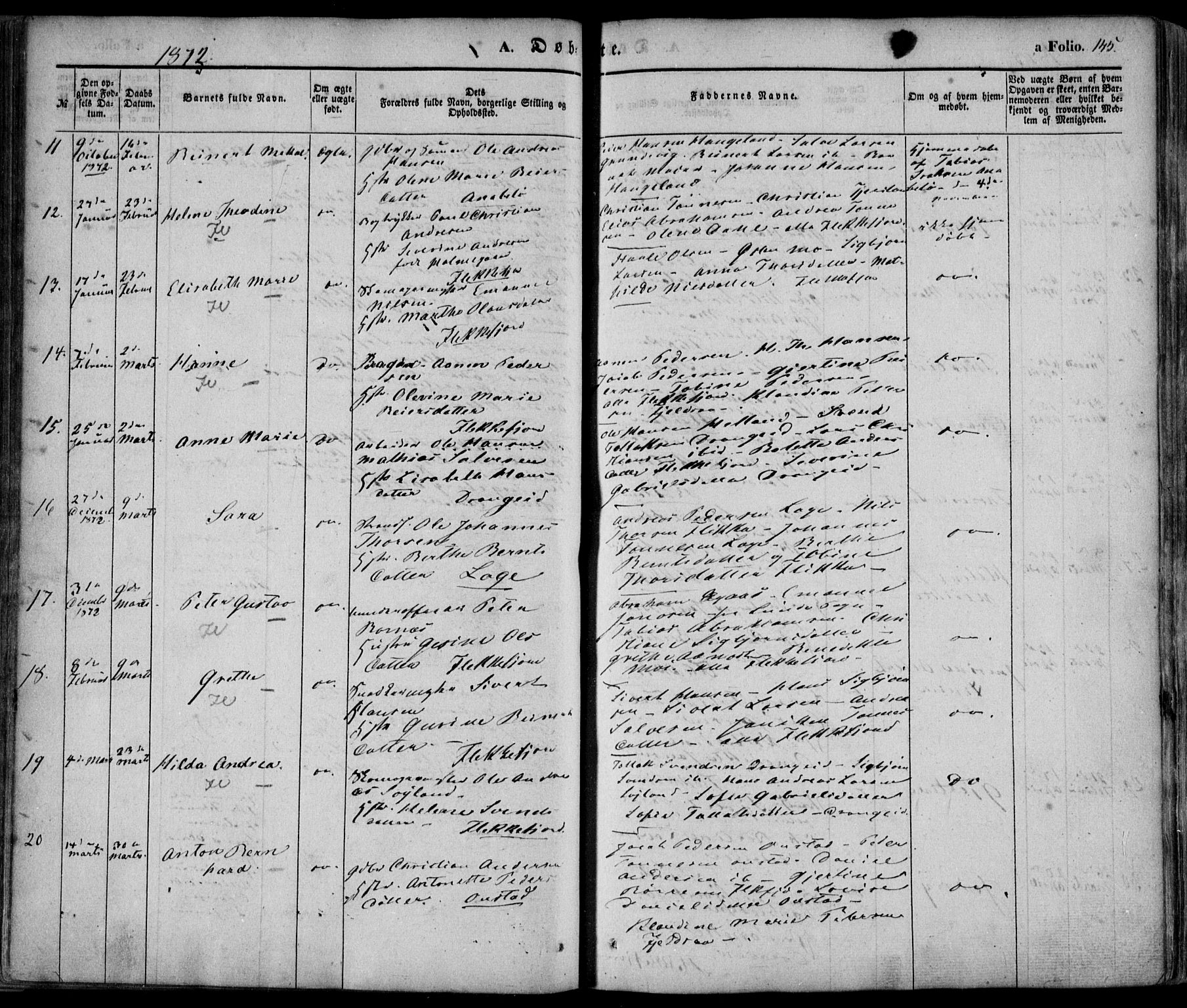 Flekkefjord sokneprestkontor, AV/SAK-1111-0012/F/Fa/Fac/L0005: Parish register (official) no. A 5, 1849-1875, p. 145