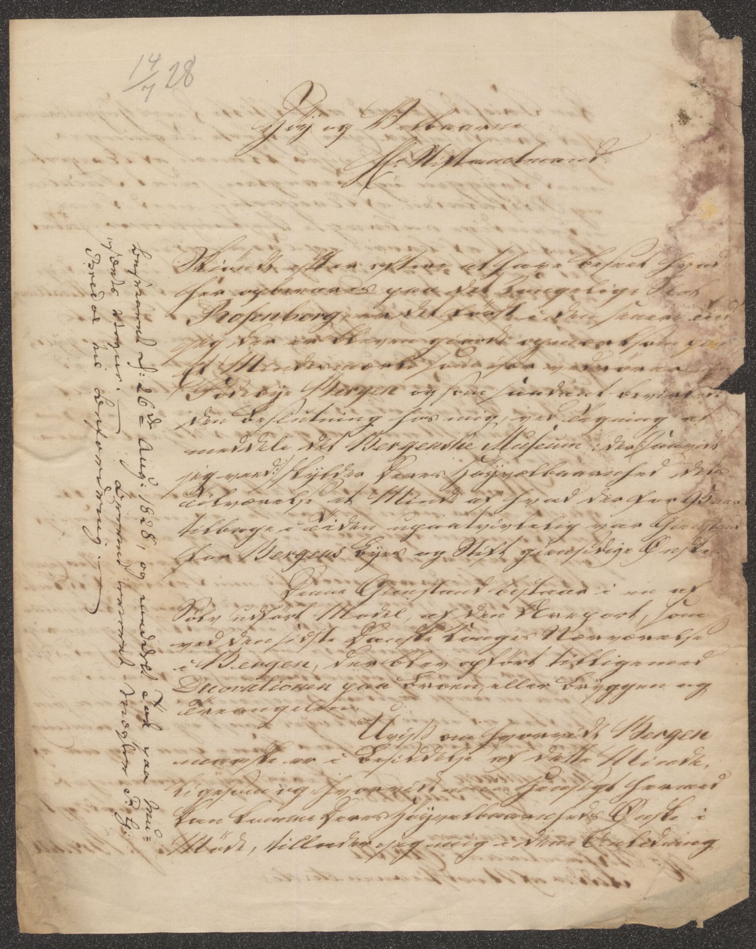 Bergens Museum, UMB/A007/D/Da/L0003/0002: Brevsamling 1828 / Brevsamling 1828, 1828
