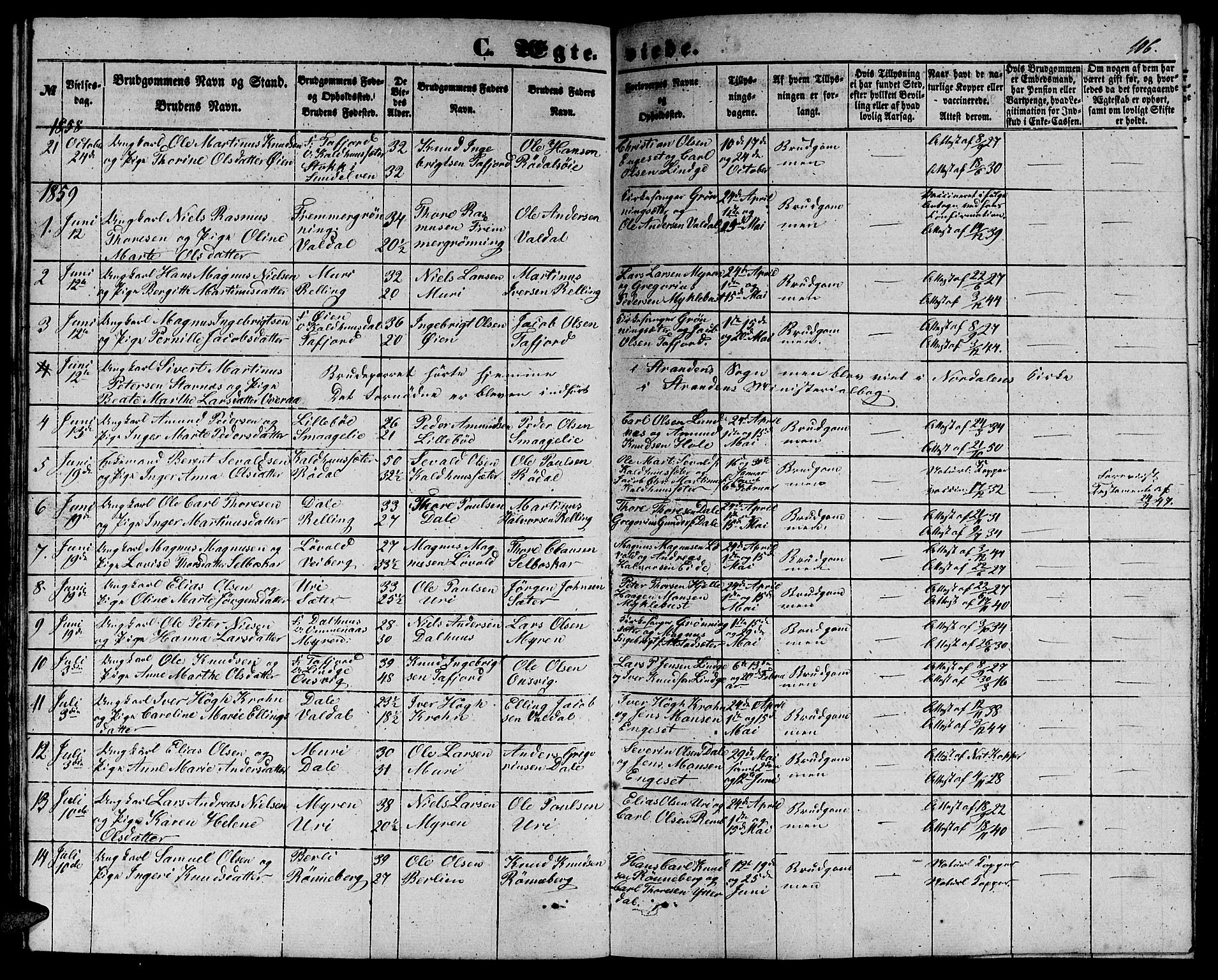 Ministerialprotokoller, klokkerbøker og fødselsregistre - Møre og Romsdal, SAT/A-1454/519/L0261: Parish register (copy) no. 519C02, 1854-1867, p. 106