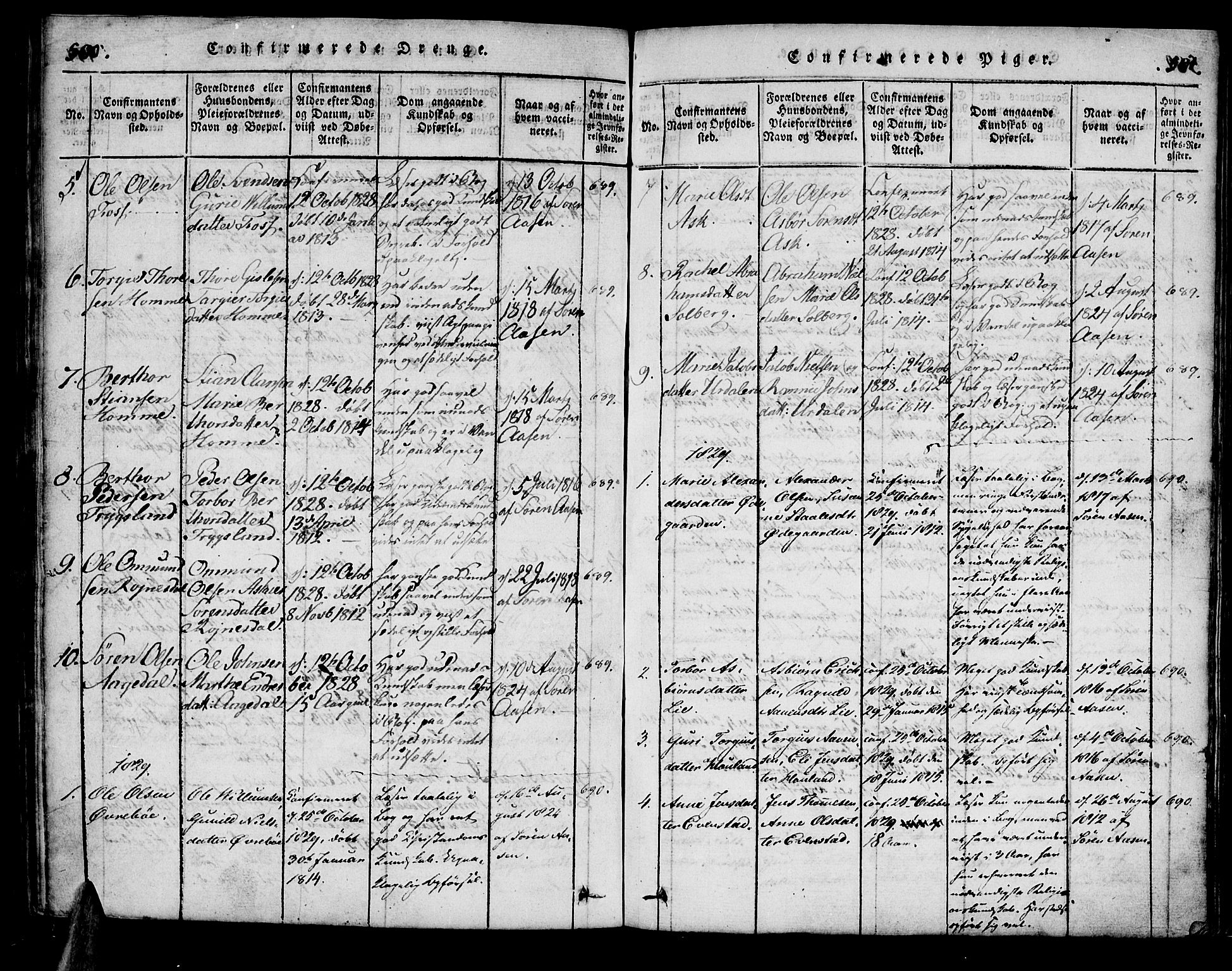 Bjelland sokneprestkontor, AV/SAK-1111-0005/F/Fa/Faa/L0002: Parish register (official) no. A 2, 1816-1866, p. 500-501