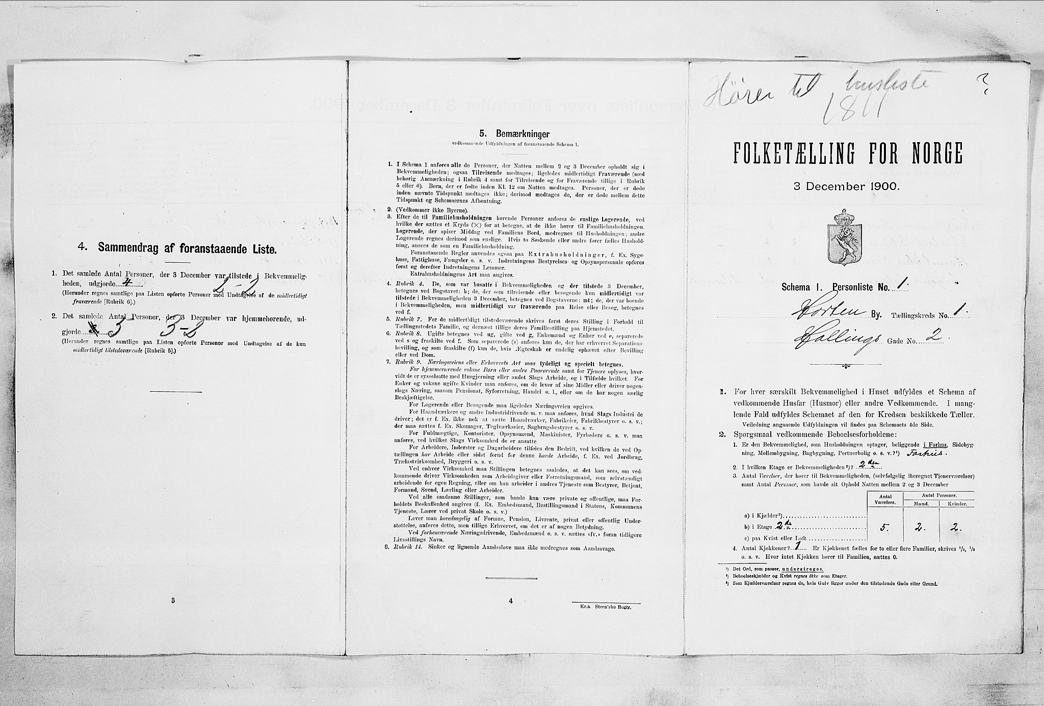 RA, 1900 census for Horten, 1900, p. 1472