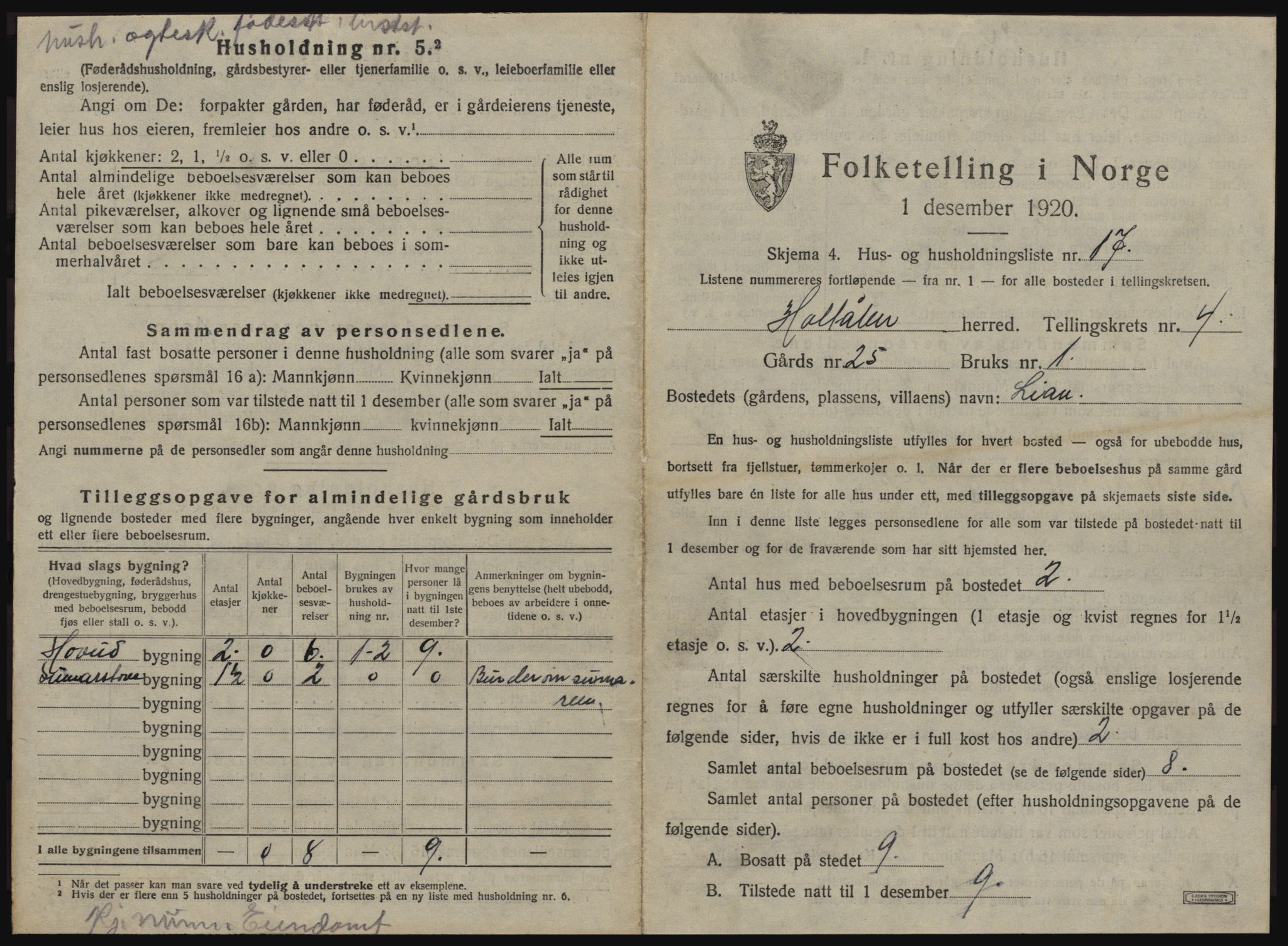 SAT, 1920 census for Haltdalen, 1920, p. 360