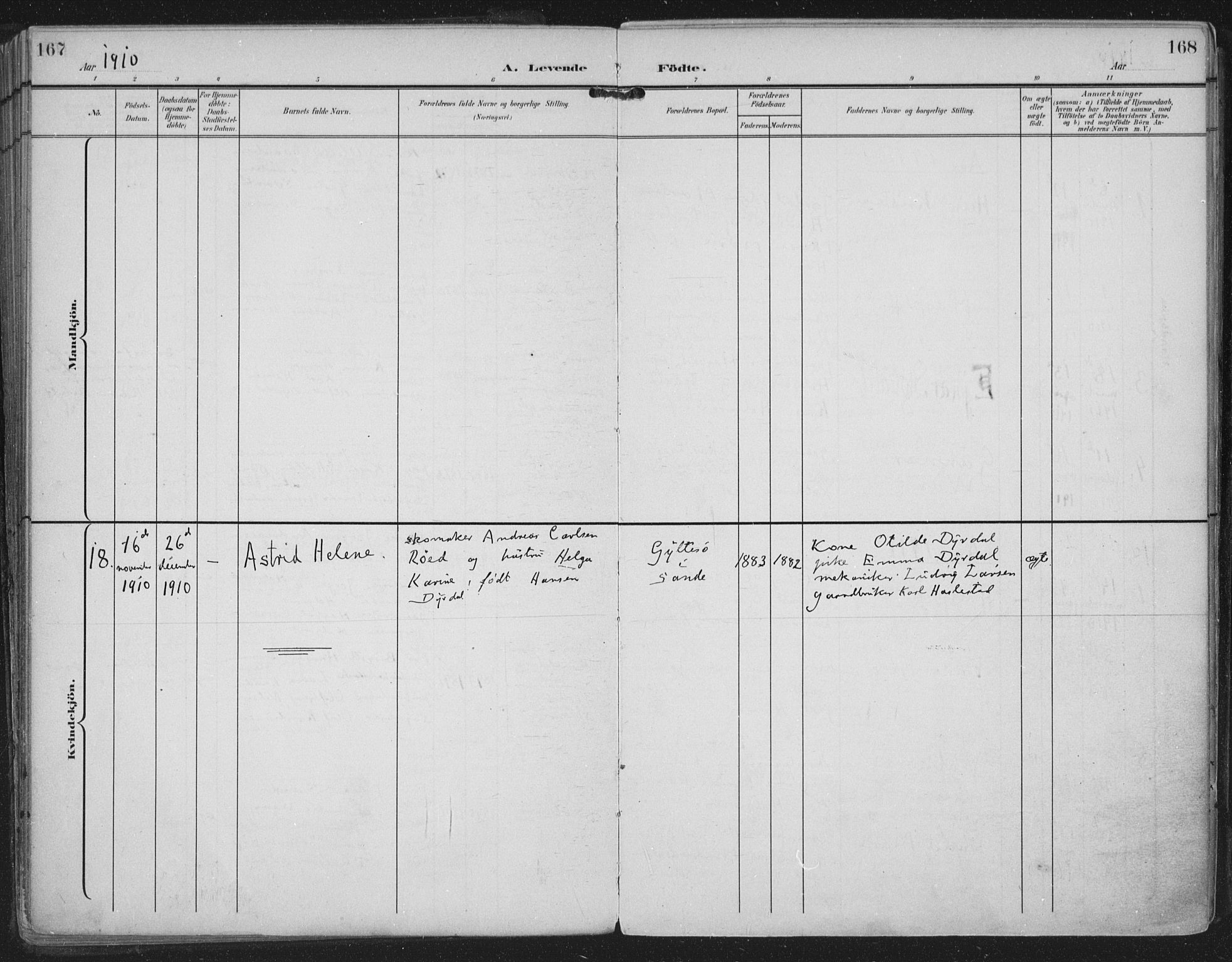 Strømm kirkebøker, AV/SAKO-A-322/F/Fa/L0005: Parish register (official) no. I 5, 1898-1919, p. 167-168