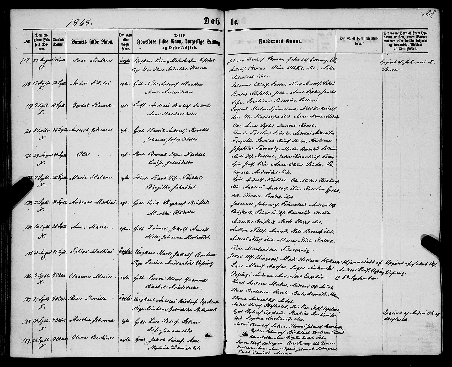 Førde sokneprestembete, AV/SAB-A-79901/H/Haa/Haaa/L0009: Parish register (official) no. A 9, 1861-1877, p. 129