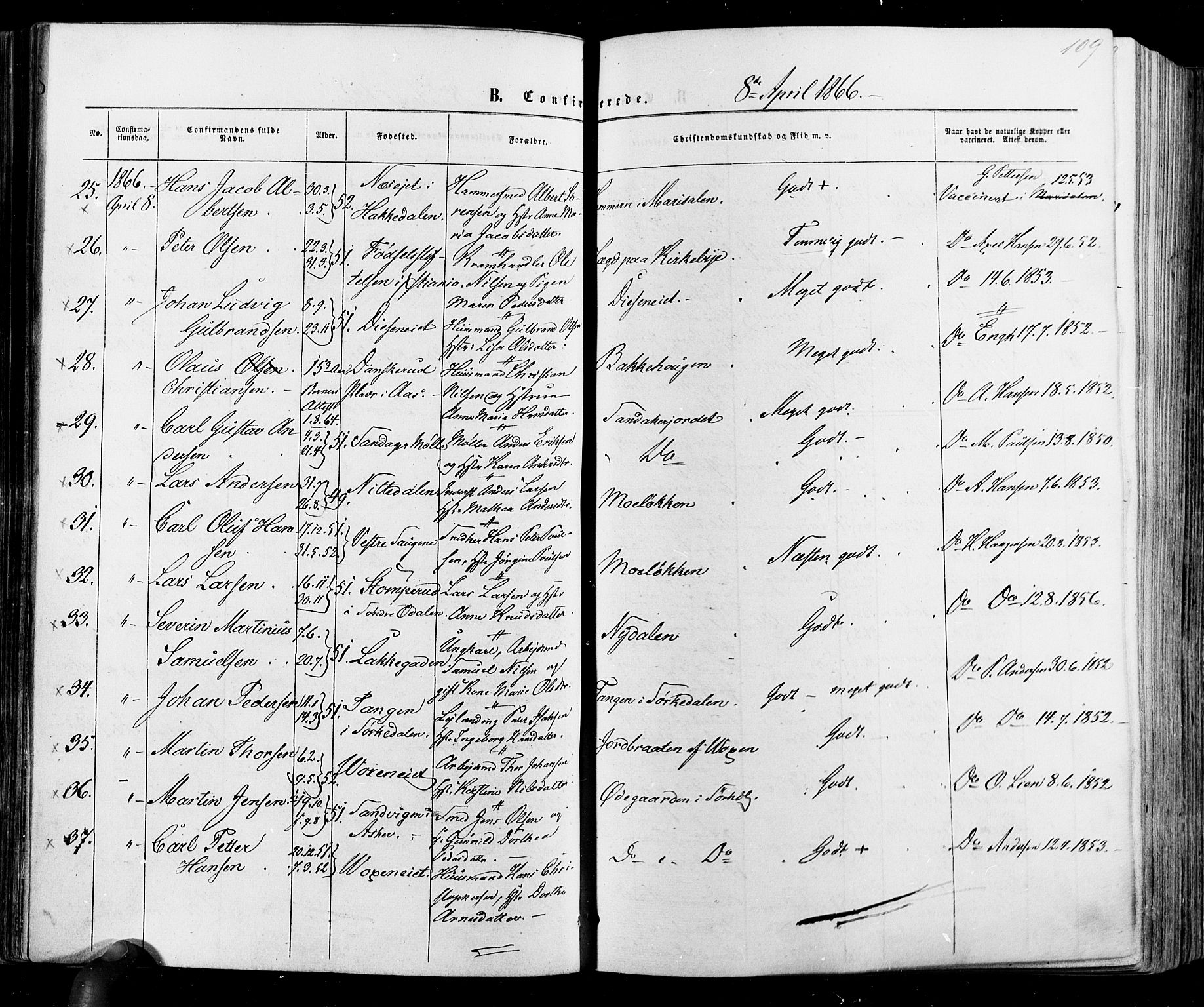 Vestre Aker prestekontor Kirkebøker, SAO/A-10025/F/Fa/L0005: Parish register (official) no. 5, 1859-1877, p. 109