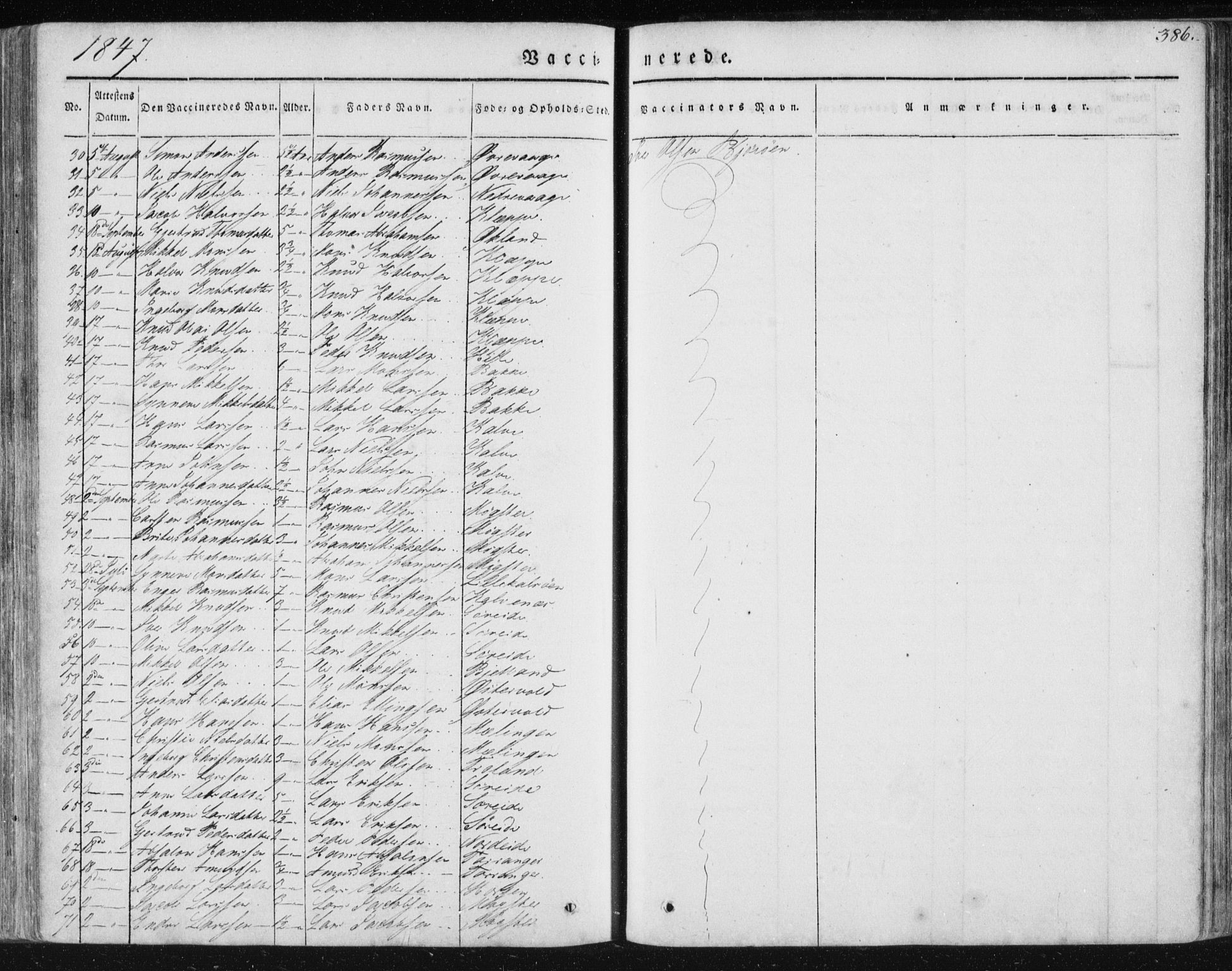Sund sokneprestembete, SAB/A-99930: Parish register (official) no. A 13, 1835-1849, p. 386