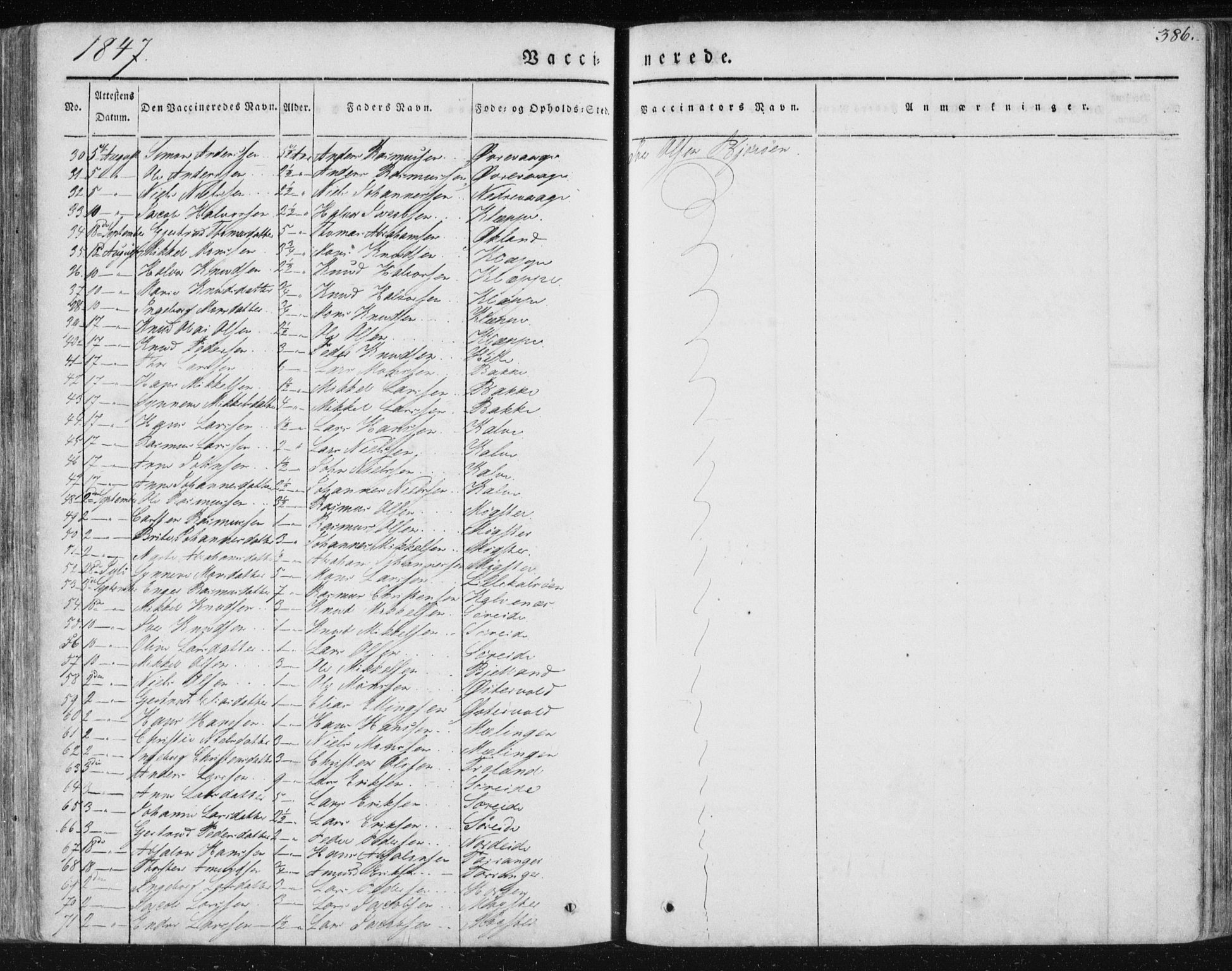 Sund sokneprestembete, AV/SAB-A-99930: Parish register (official) no. A 13, 1835-1849, p. 386