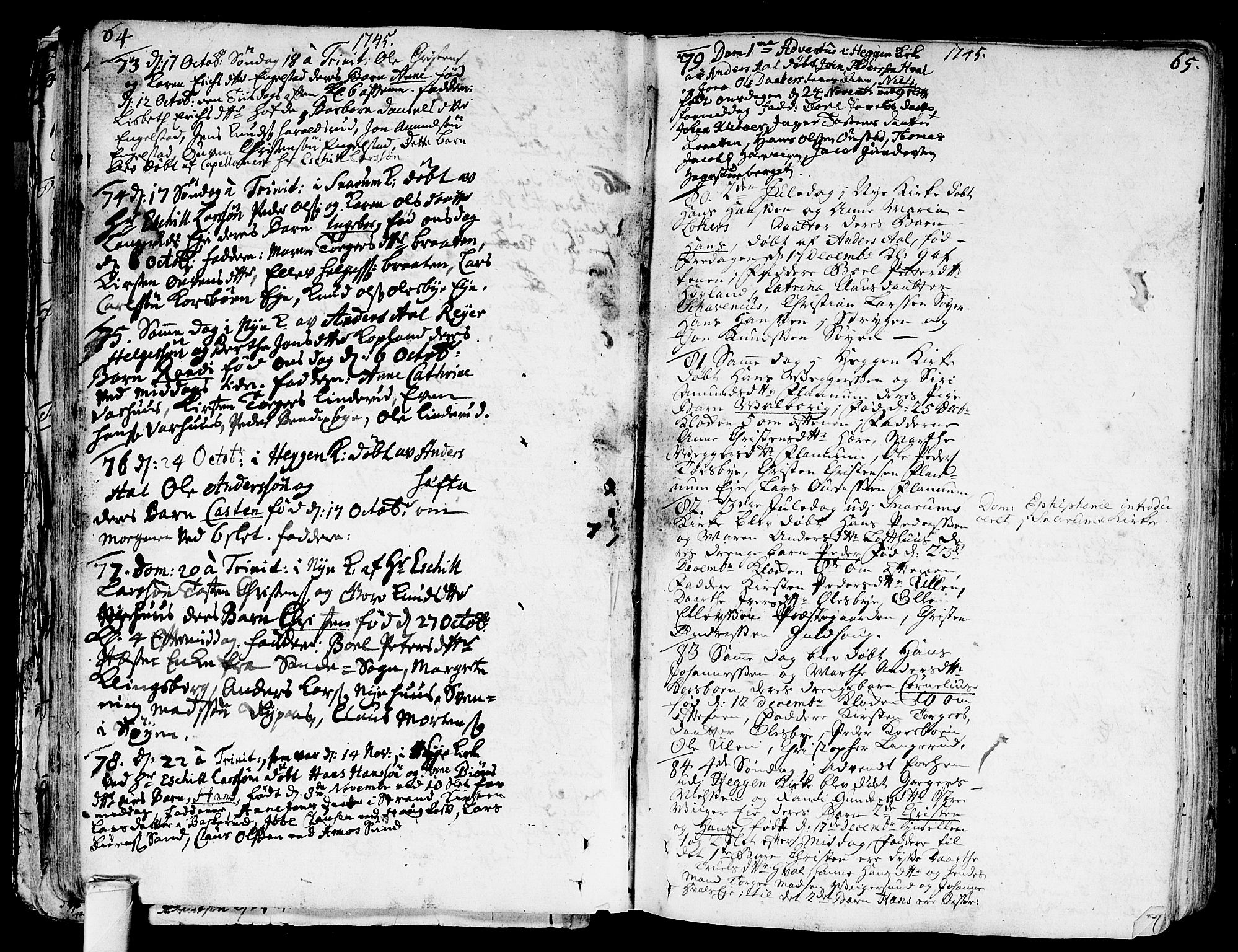 Modum kirkebøker, SAKO/A-234/F/Fa/L0002: Parish register (official) no. 2, 1741-1782, p. 64-65