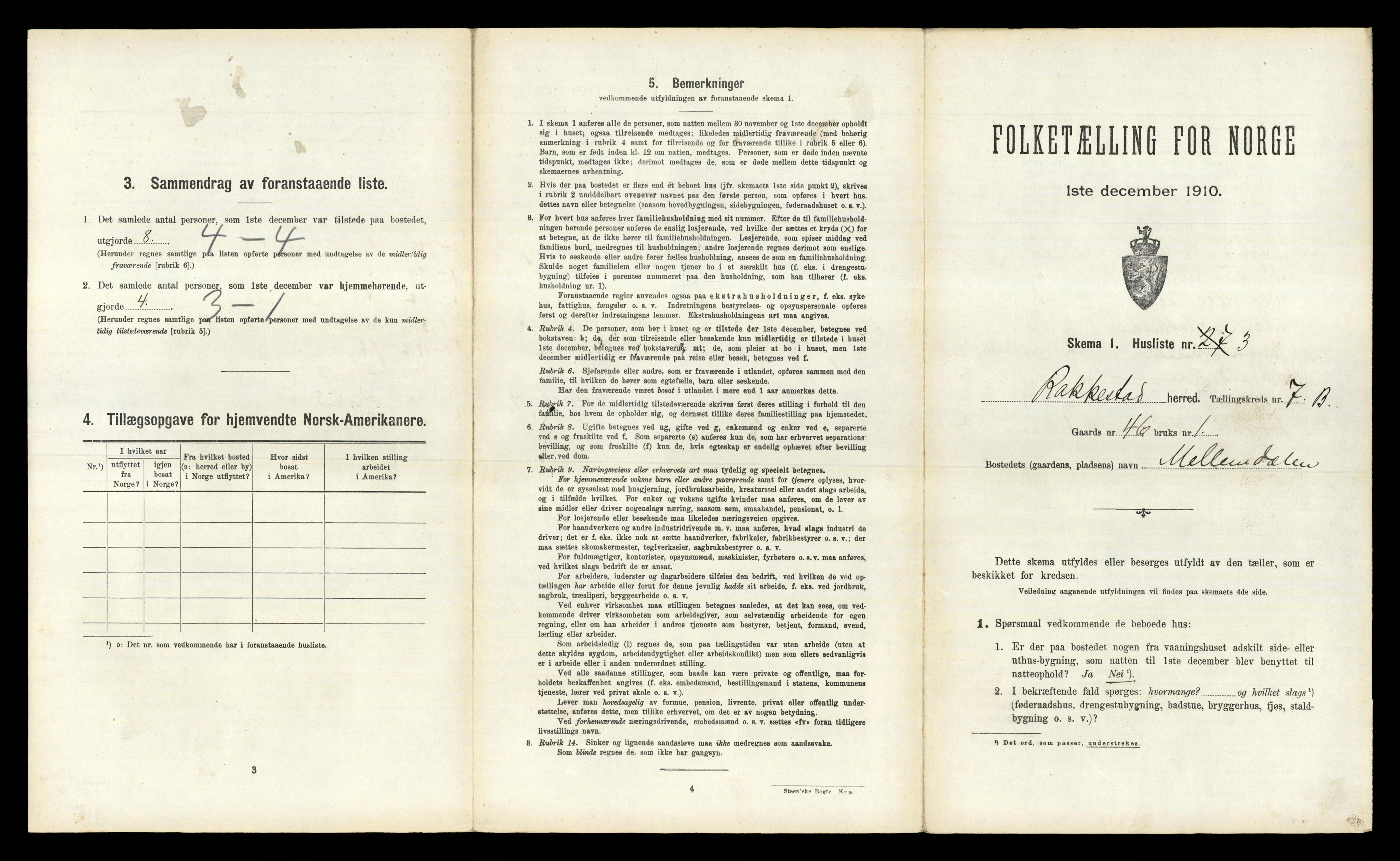 RA, 1910 census for Rakkestad, 1910, p. 1273