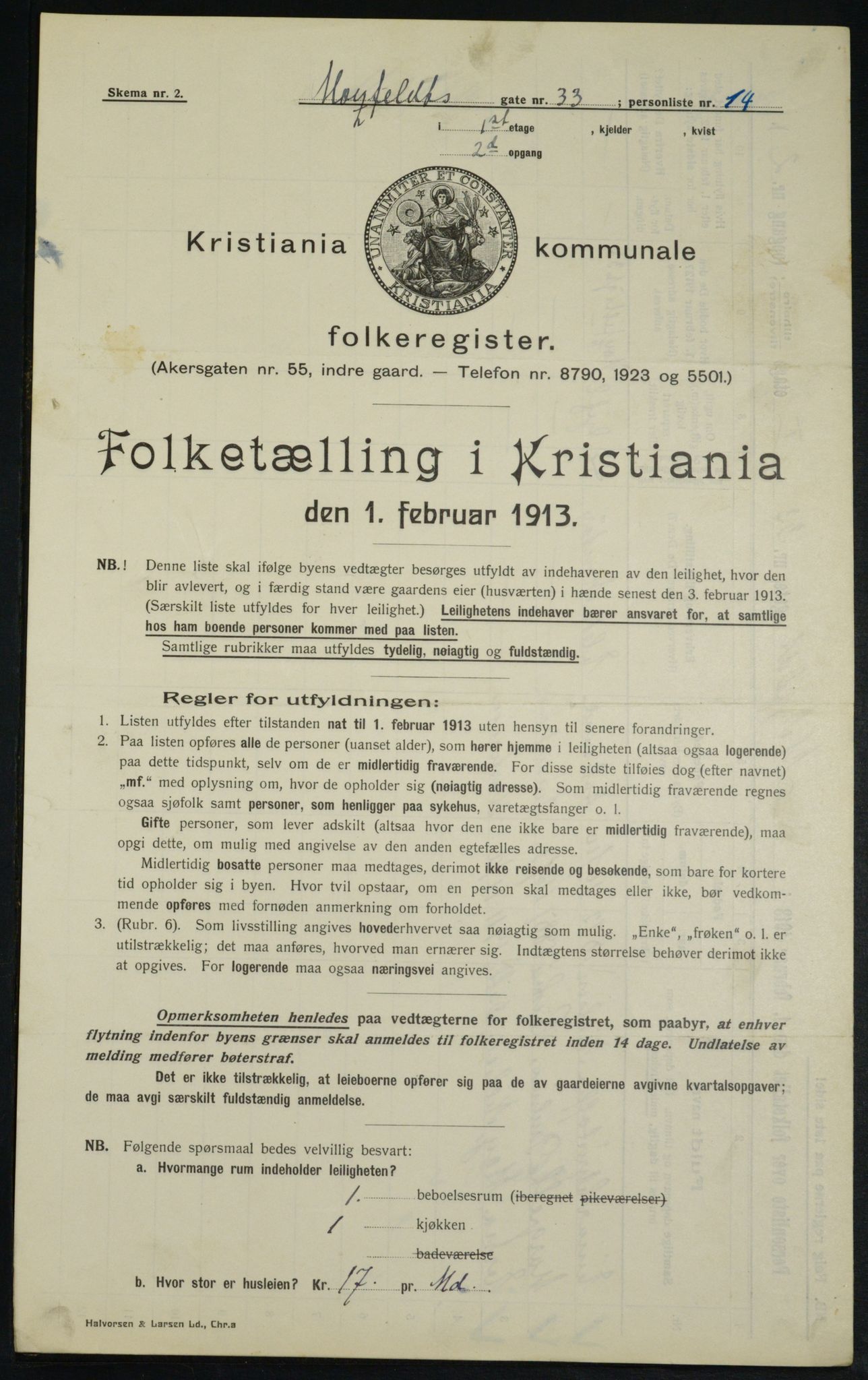 OBA, Municipal Census 1913 for Kristiania, 1913, p. 66548