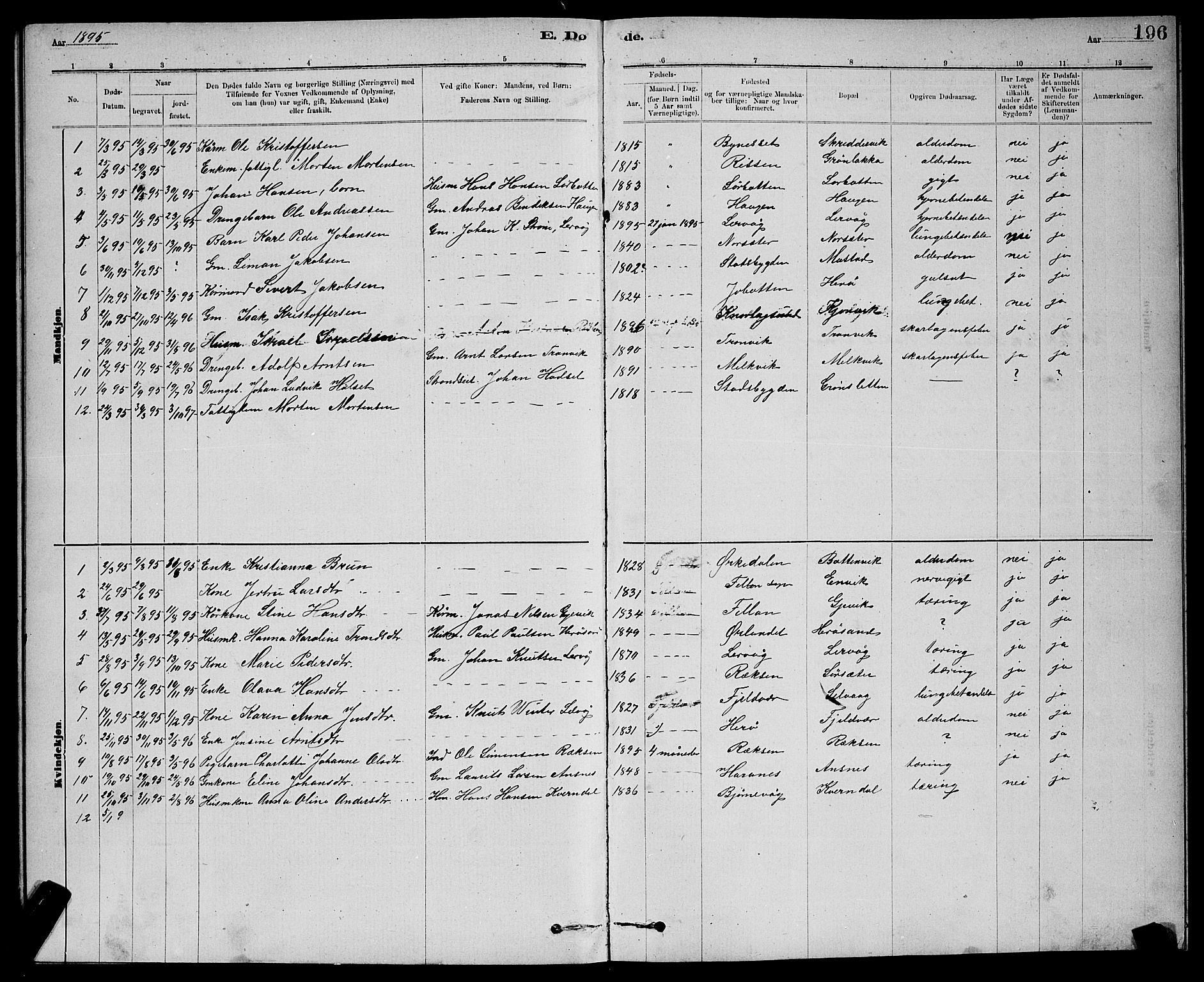 Ministerialprotokoller, klokkerbøker og fødselsregistre - Sør-Trøndelag, AV/SAT-A-1456/637/L0562: Parish register (copy) no. 637C03, 1883-1898, p. 196