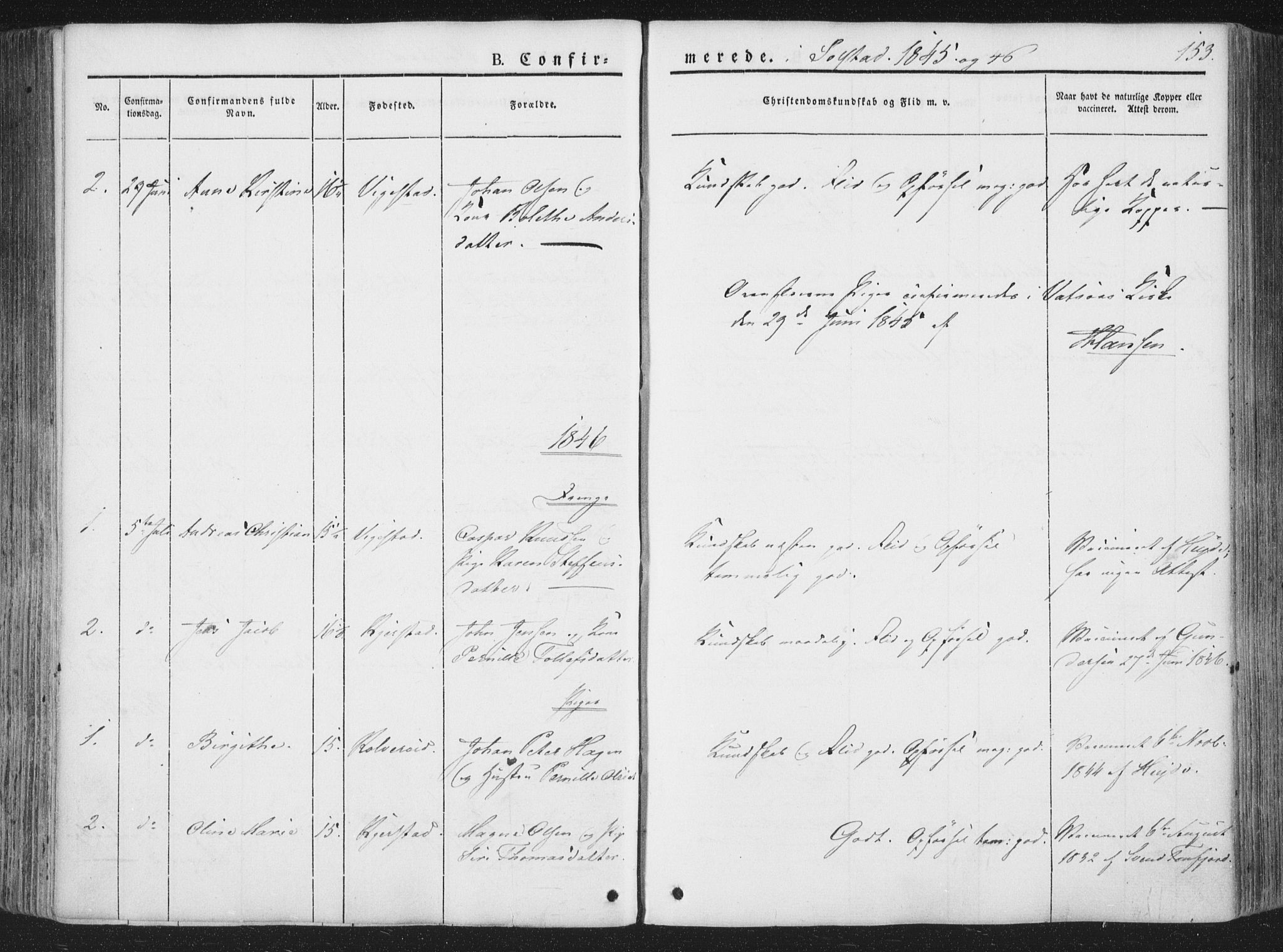 Ministerialprotokoller, klokkerbøker og fødselsregistre - Nordland, SAT/A-1459/810/L0145: Parish register (official) no. 810A07 /2, 1841-1862, p. 153