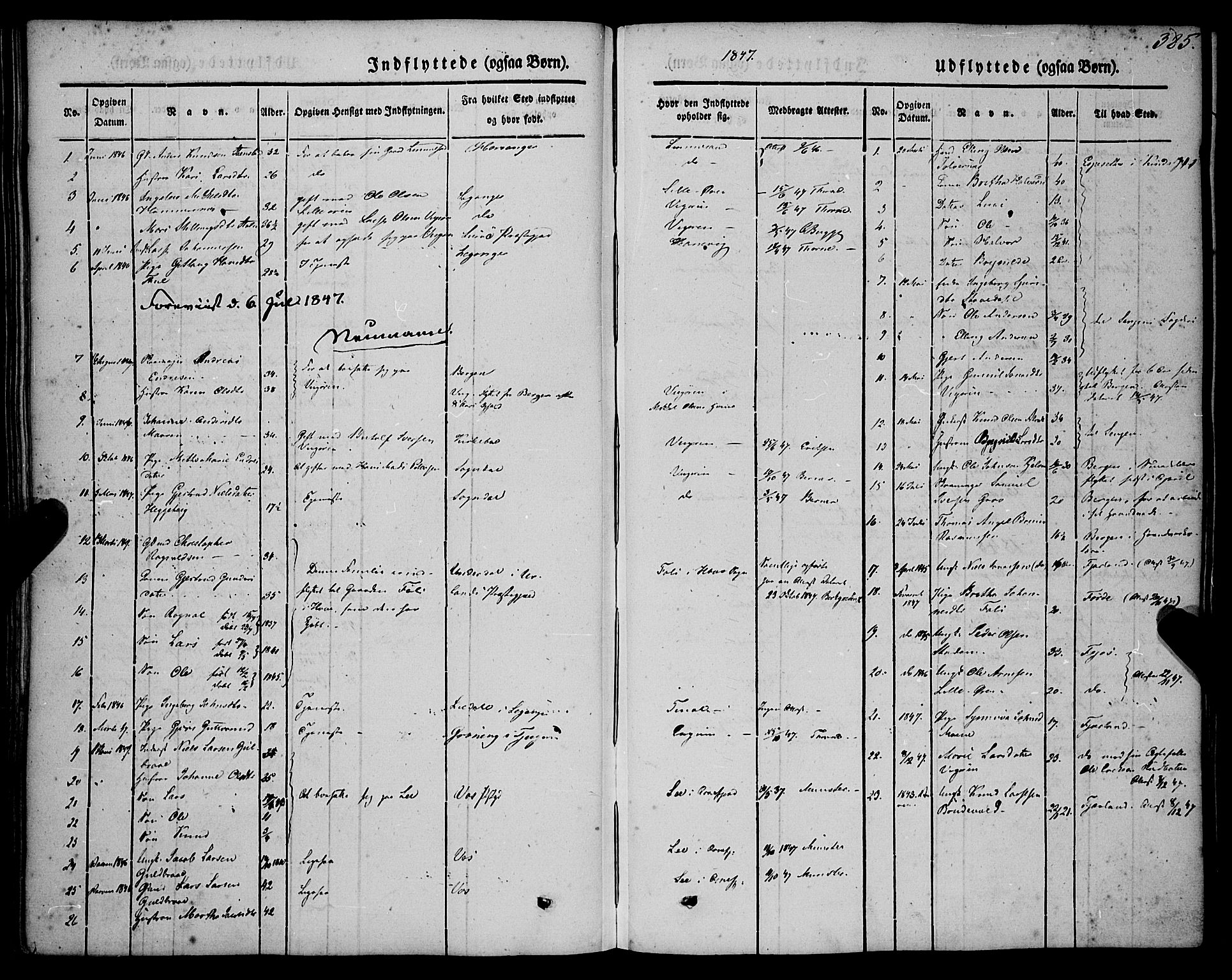 Vik sokneprestembete, SAB/A-81501: Parish register (official) no. A 8, 1846-1865, p. 385