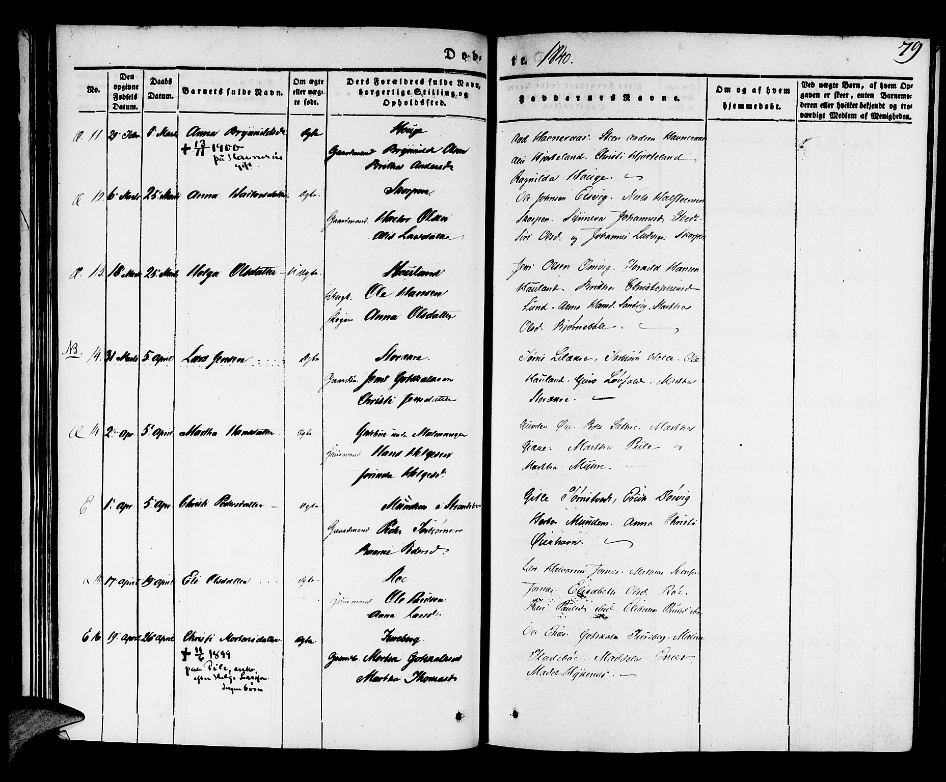 Kvinnherad sokneprestembete, AV/SAB-A-76401/H/Haa: Parish register (official) no. A 6, 1835-1843, p. 79