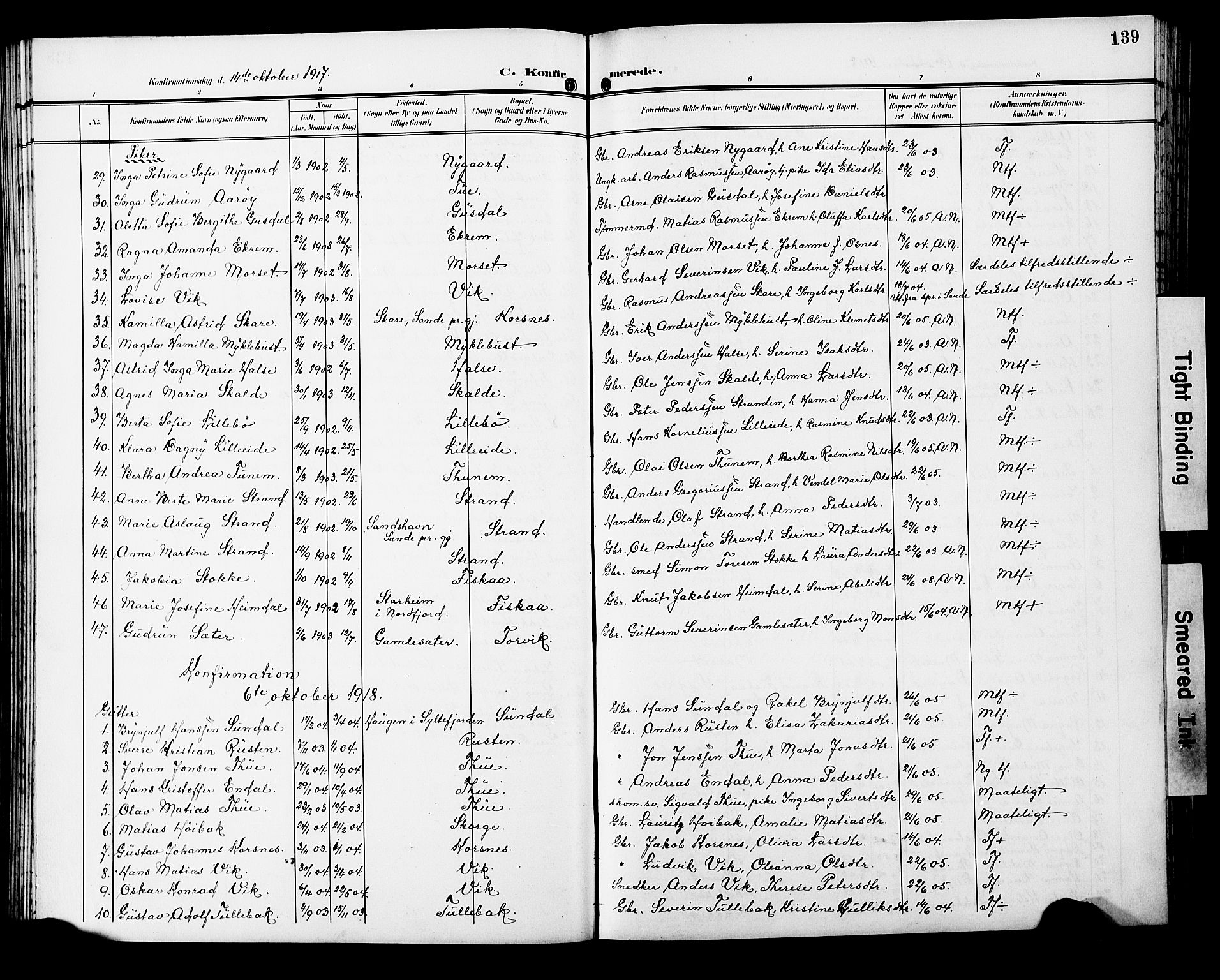 Ministerialprotokoller, klokkerbøker og fødselsregistre - Møre og Romsdal, SAT/A-1454/501/L0018: Parish register (copy) no. 501C04, 1902-1930, p. 139