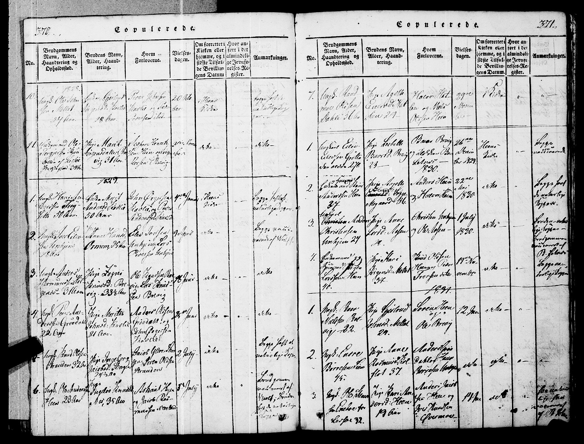 Ministerialprotokoller, klokkerbøker og fødselsregistre - Møre og Romsdal, SAT/A-1454/545/L0585: Parish register (official) no. 545A01, 1818-1853, p. 370-371