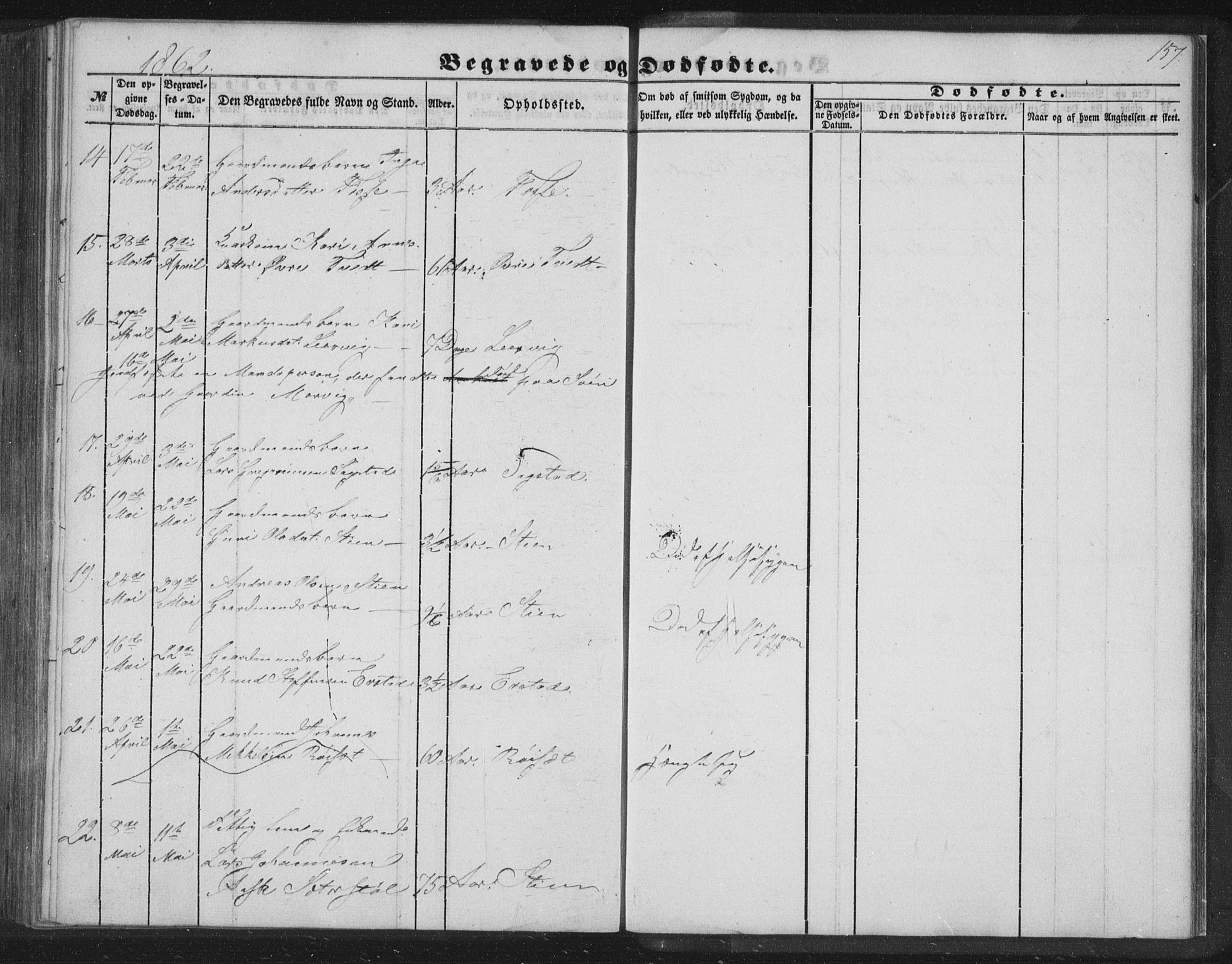 Alversund Sokneprestembete, SAB/A-73901/H/Ha/Hab: Parish register (copy) no. C 1, 1851-1866, p. 157