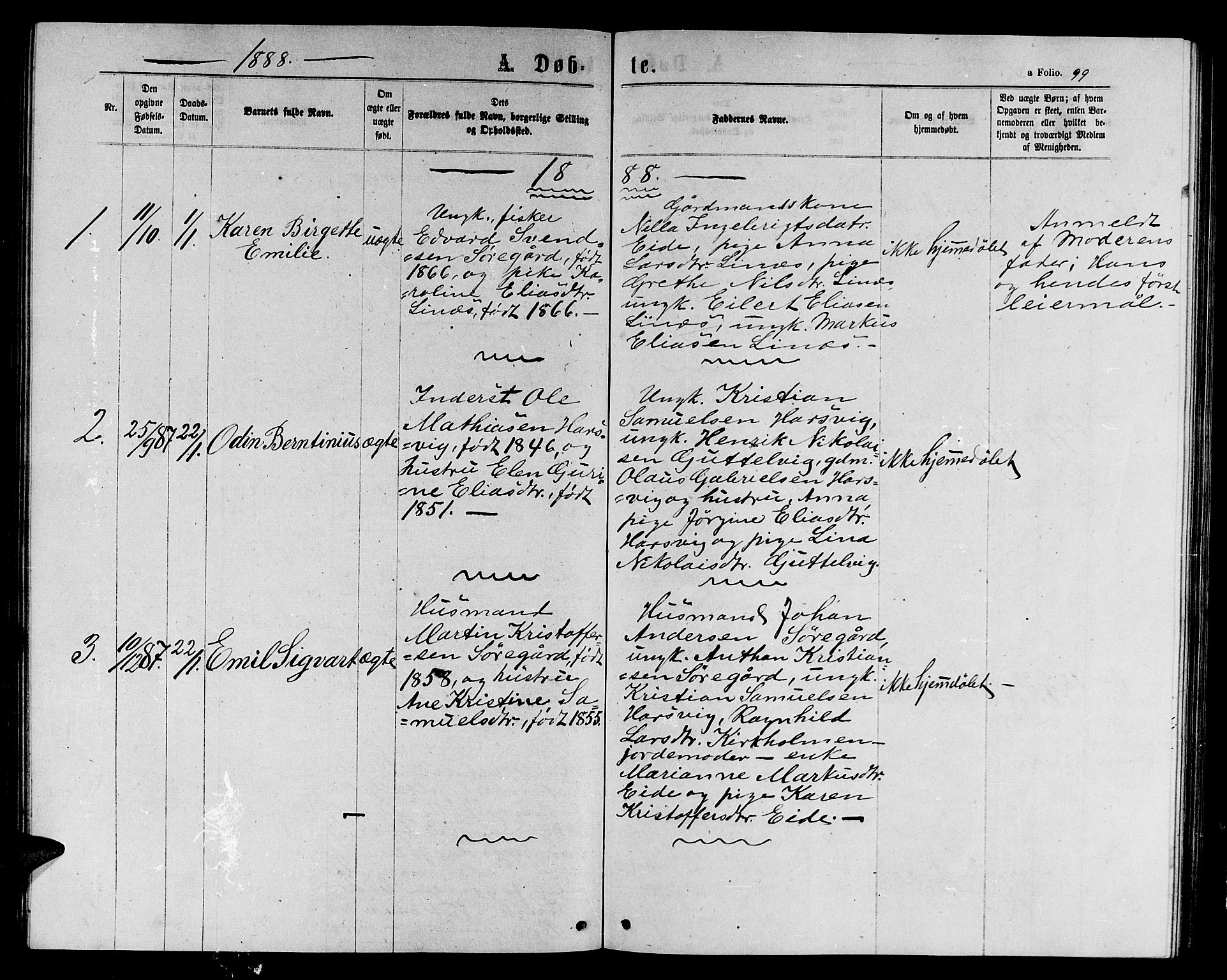 Ministerialprotokoller, klokkerbøker og fødselsregistre - Sør-Trøndelag, SAT/A-1456/656/L0695: Parish register (copy) no. 656C01, 1867-1889, p. 99