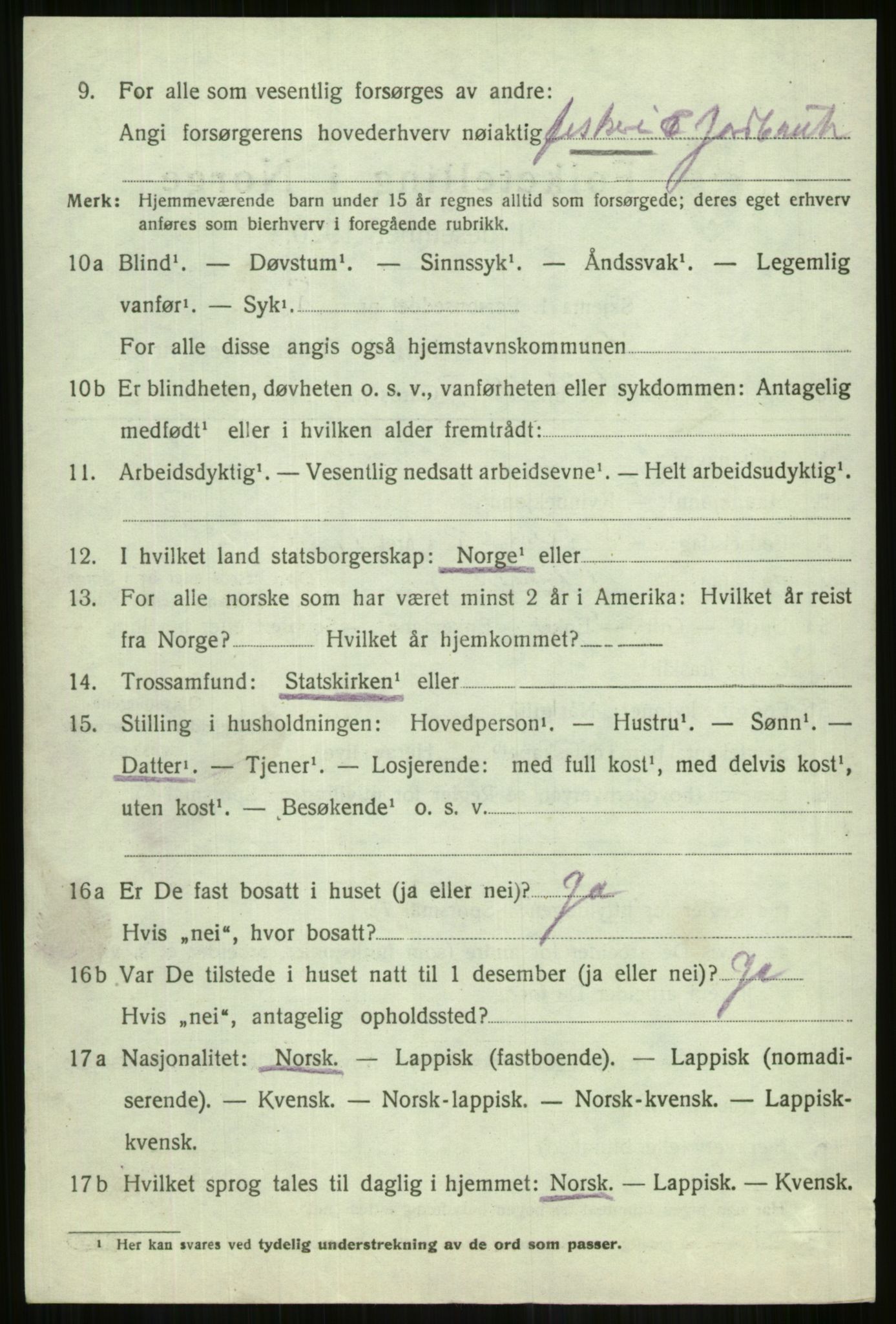 SATØ, 1920 census for Lyngen, 1920, p. 10384