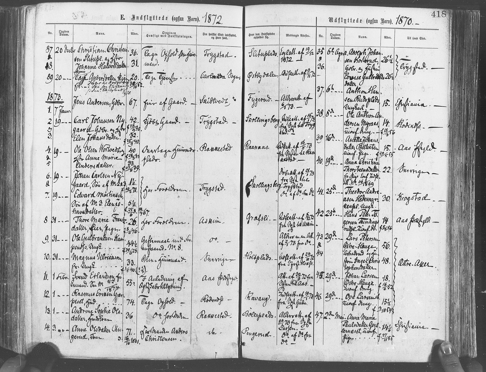 Eidsberg prestekontor Kirkebøker, SAO/A-10905/F/Fa/L0011: Parish register (official) no. I 11, 1867-1878, p. 418