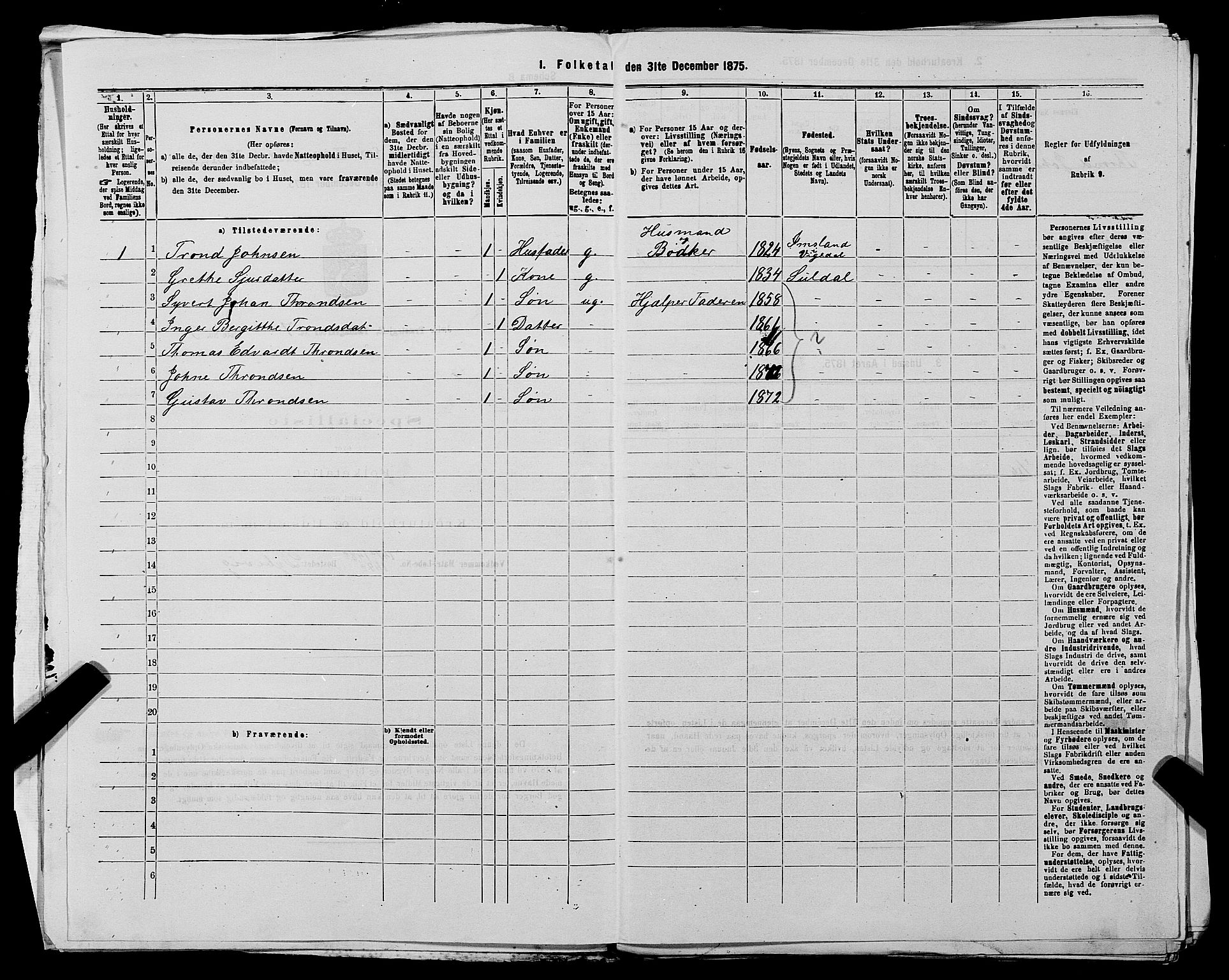 SAST, 1875 census for 1138P Jelsa, 1875, p. 591