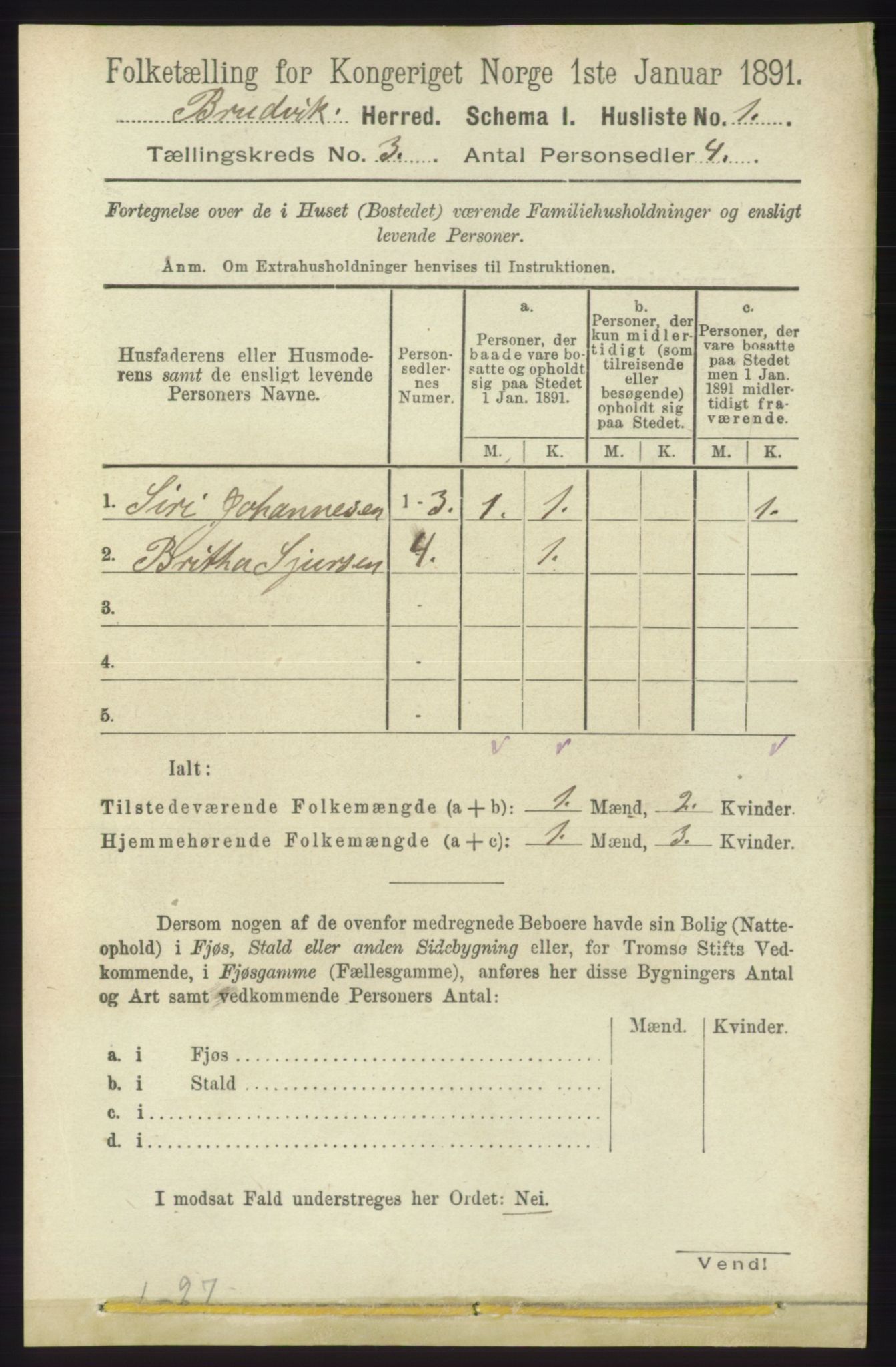 RA, 1891 census for 1251 Bruvik, 1891, p. 796