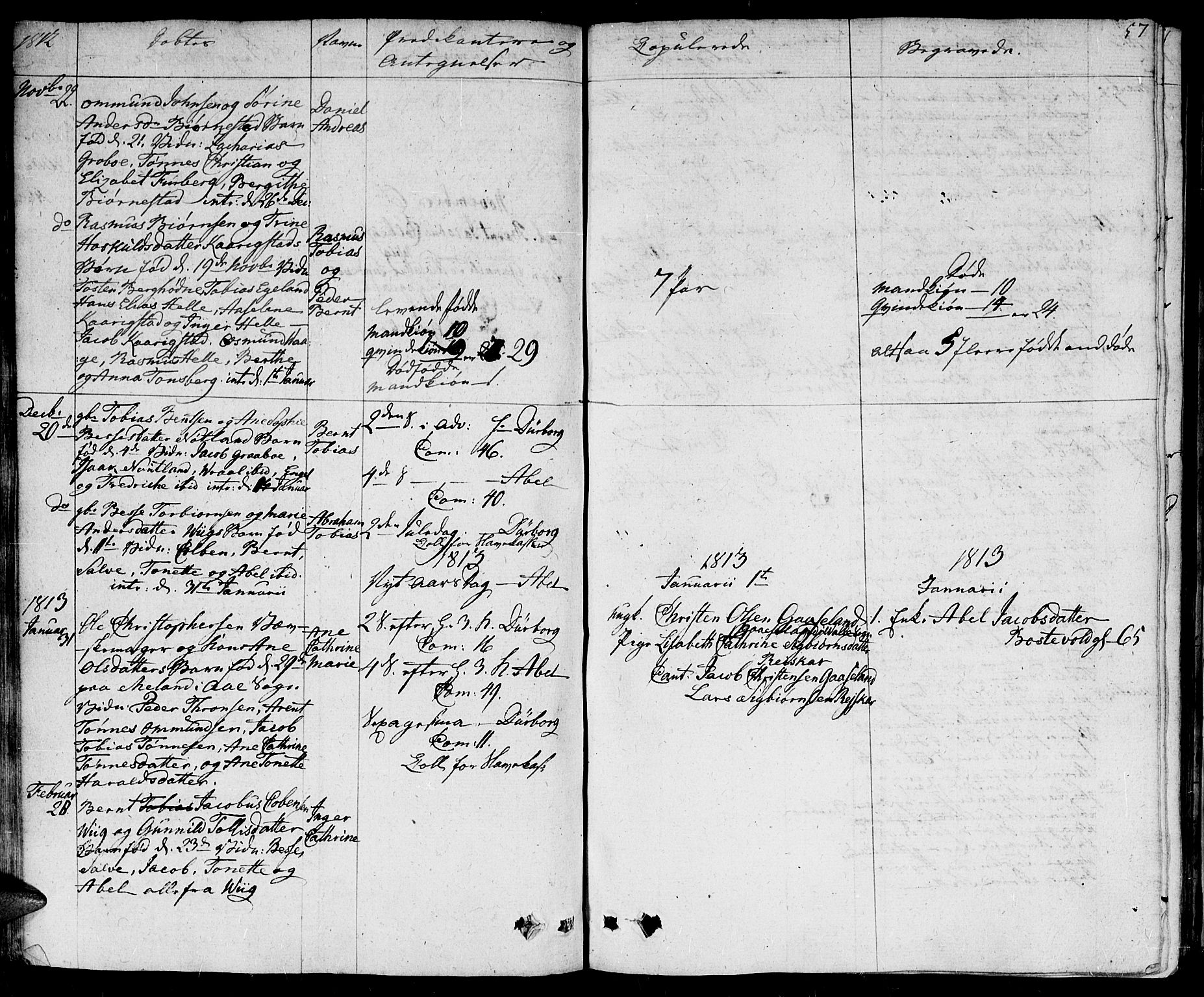 Herad sokneprestkontor, SAK/1111-0018/F/Fa/Fab/L0001: Parish register (official) no. A 1, 1797-1839, p. 57