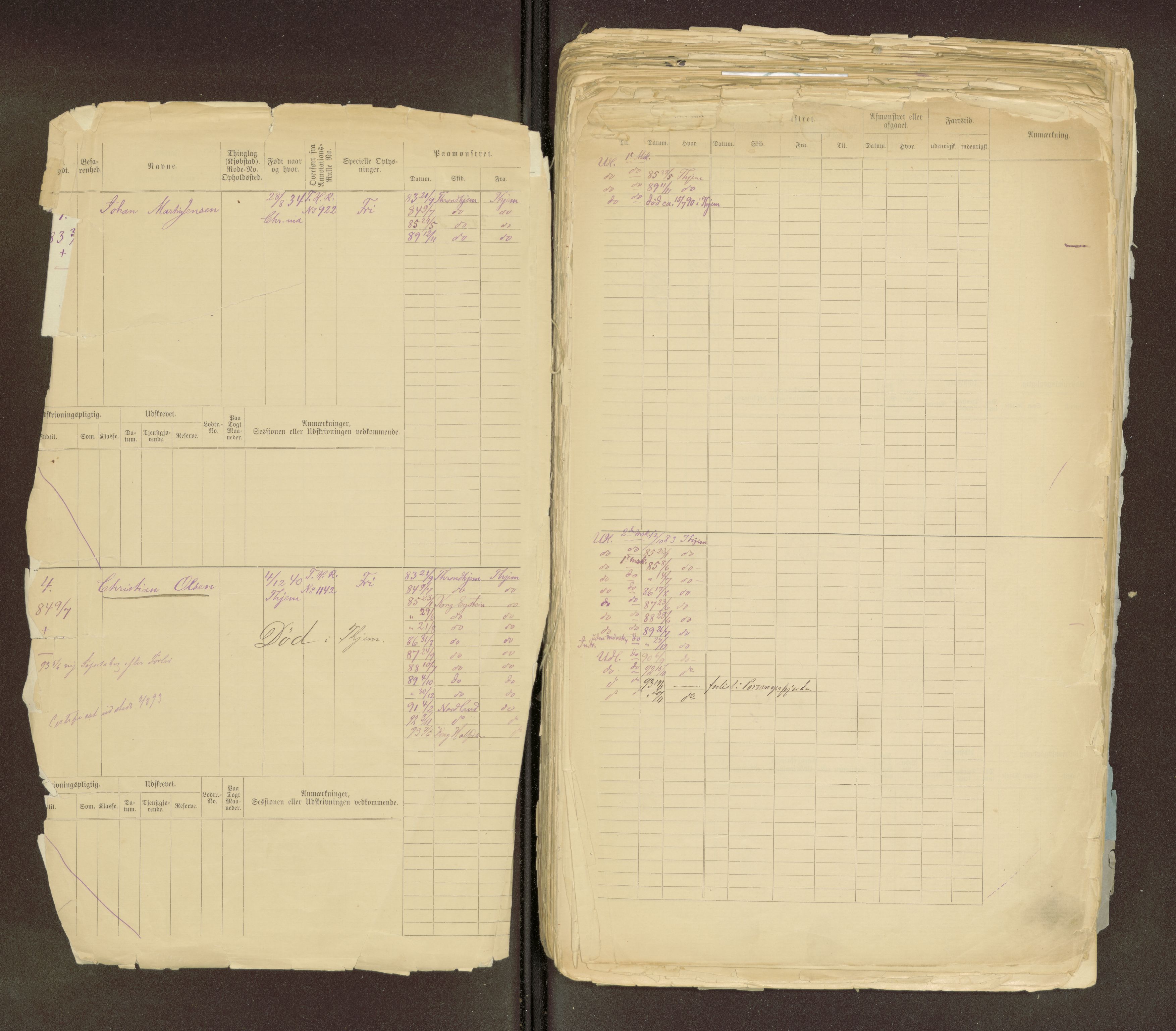 Trondheim sjømannskontor, AV/SAT-A-4709/2/1/1c/L0017: Sjøfartshovedrulle over maskinister og fyrbøtere Patent 1-384, 1883-1899