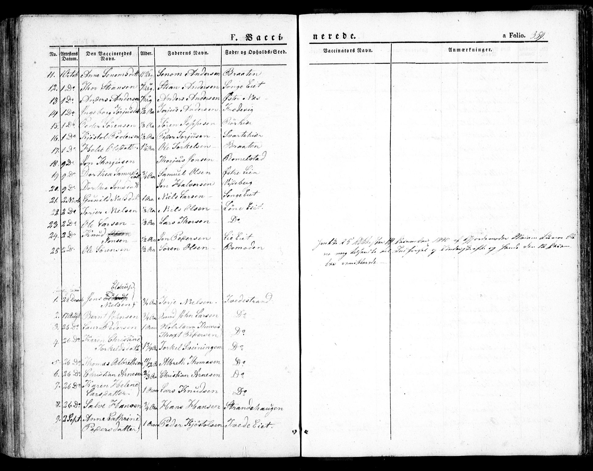 Holt sokneprestkontor, AV/SAK-1111-0021/F/Fa/L0007: Parish register (official) no. A 7, 1836-1848, p. 359