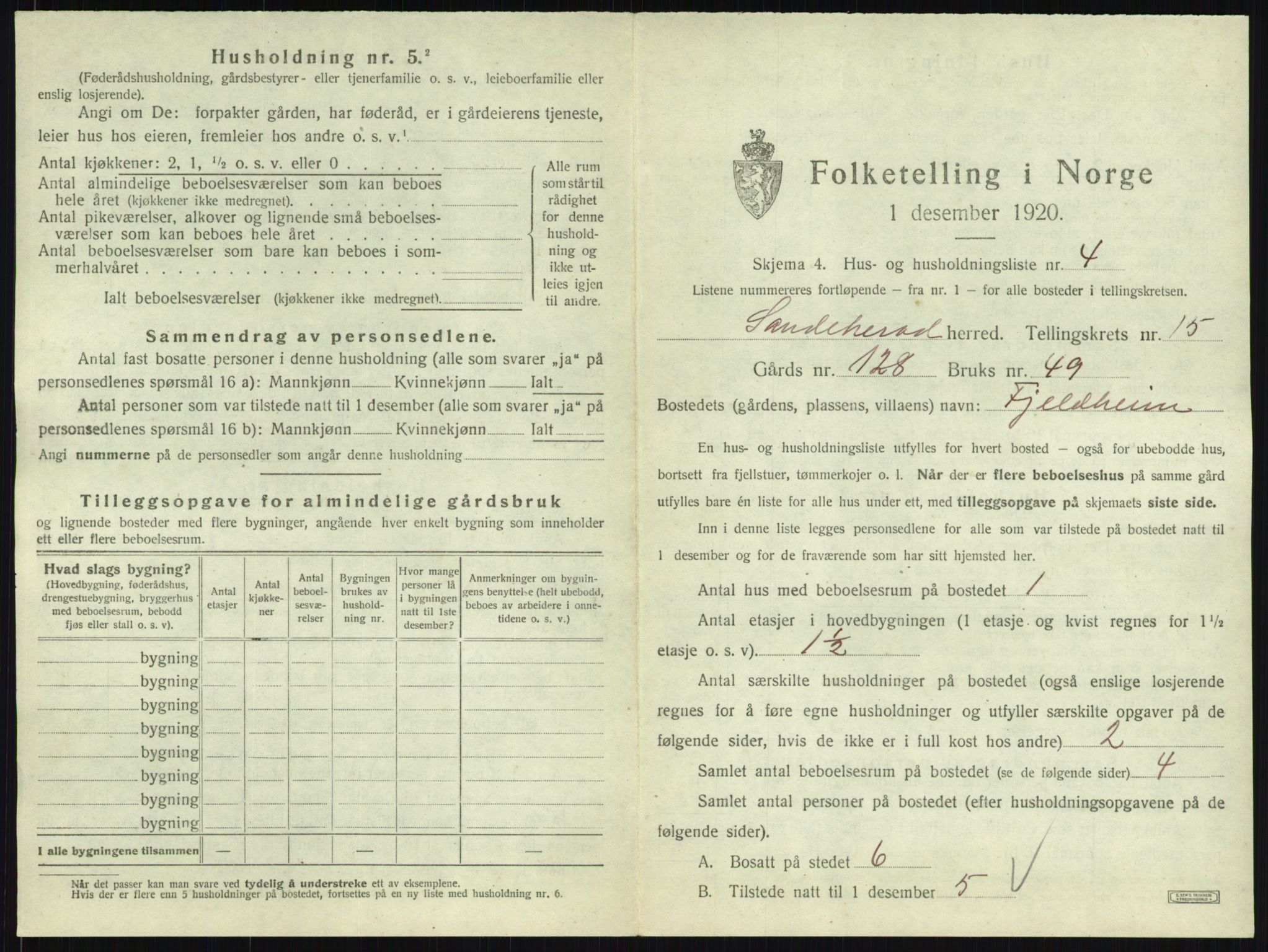 SAKO, 1920 census for Sandeherred, 1920, p. 3241