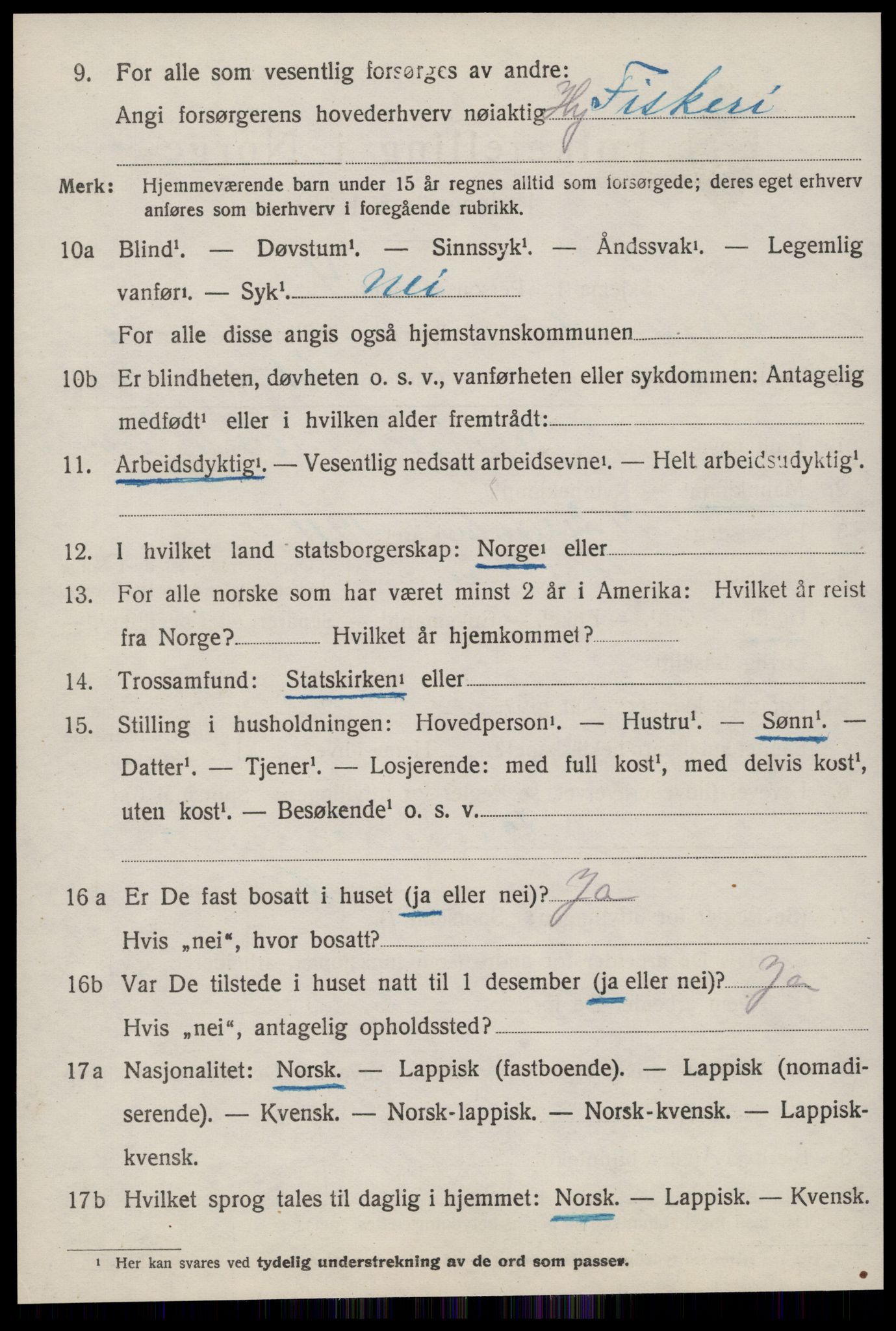 SAT, 1920 census for Ørland, 1920, p. 2234