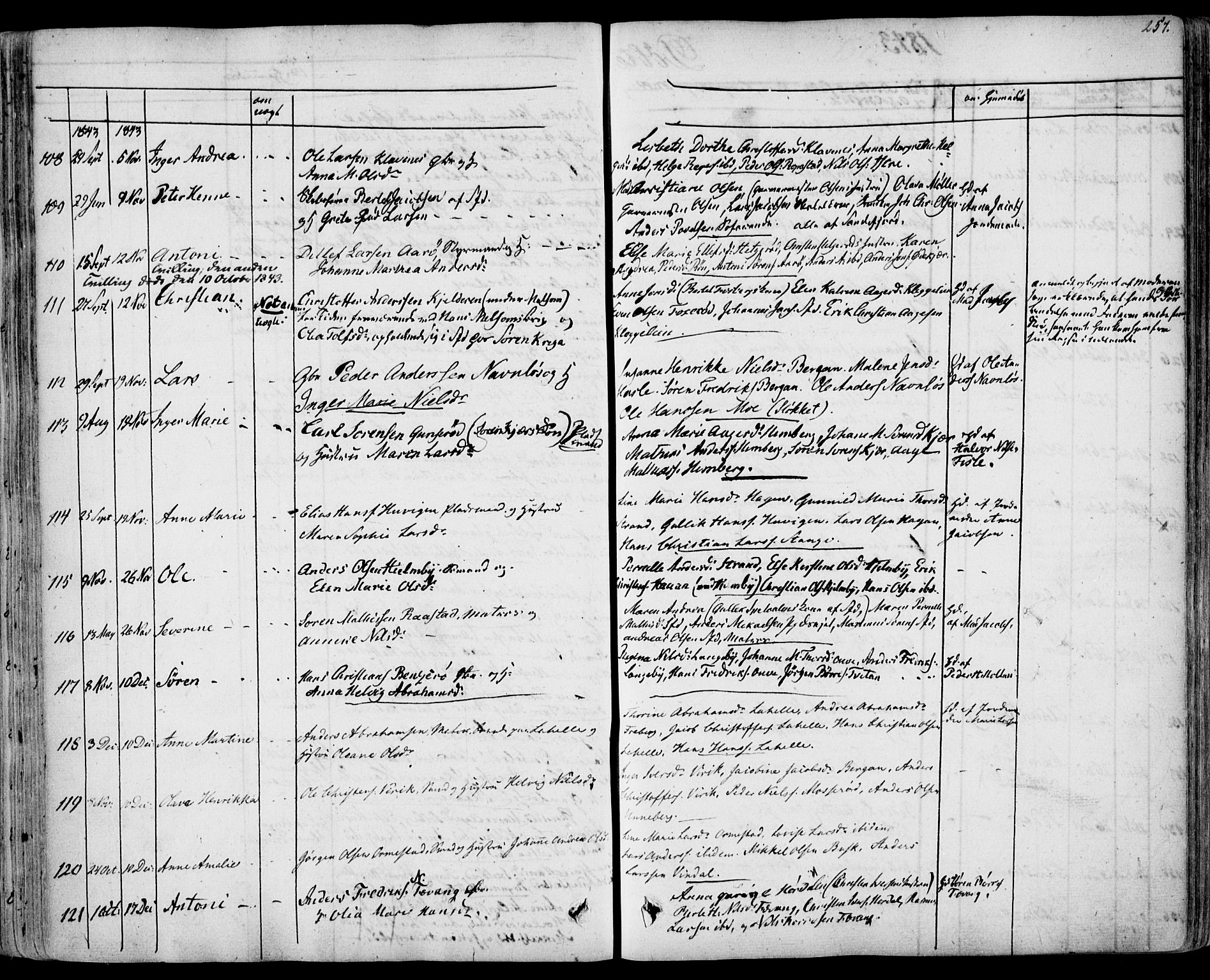 Sandar kirkebøker, AV/SAKO-A-243/F/Fa/L0005: Parish register (official) no. 5, 1832-1847, p. 256-257