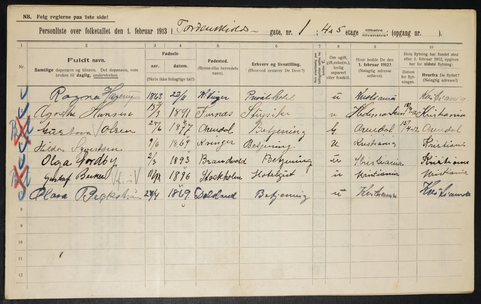 OBA, Municipal Census 1913 for Kristiania, 1913, p. 113709