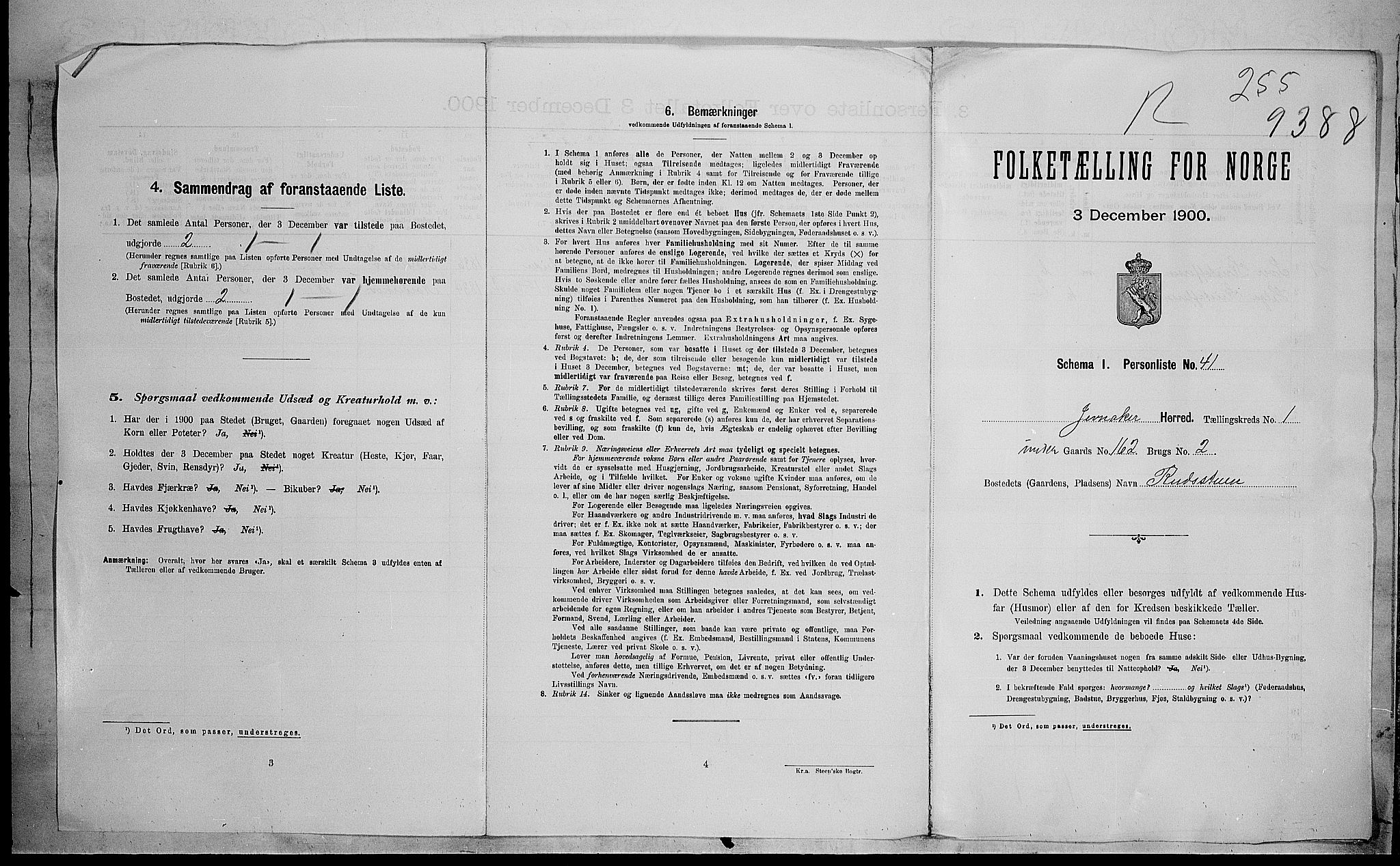 SAH, 1900 census for Jevnaker, 1900, p. 40