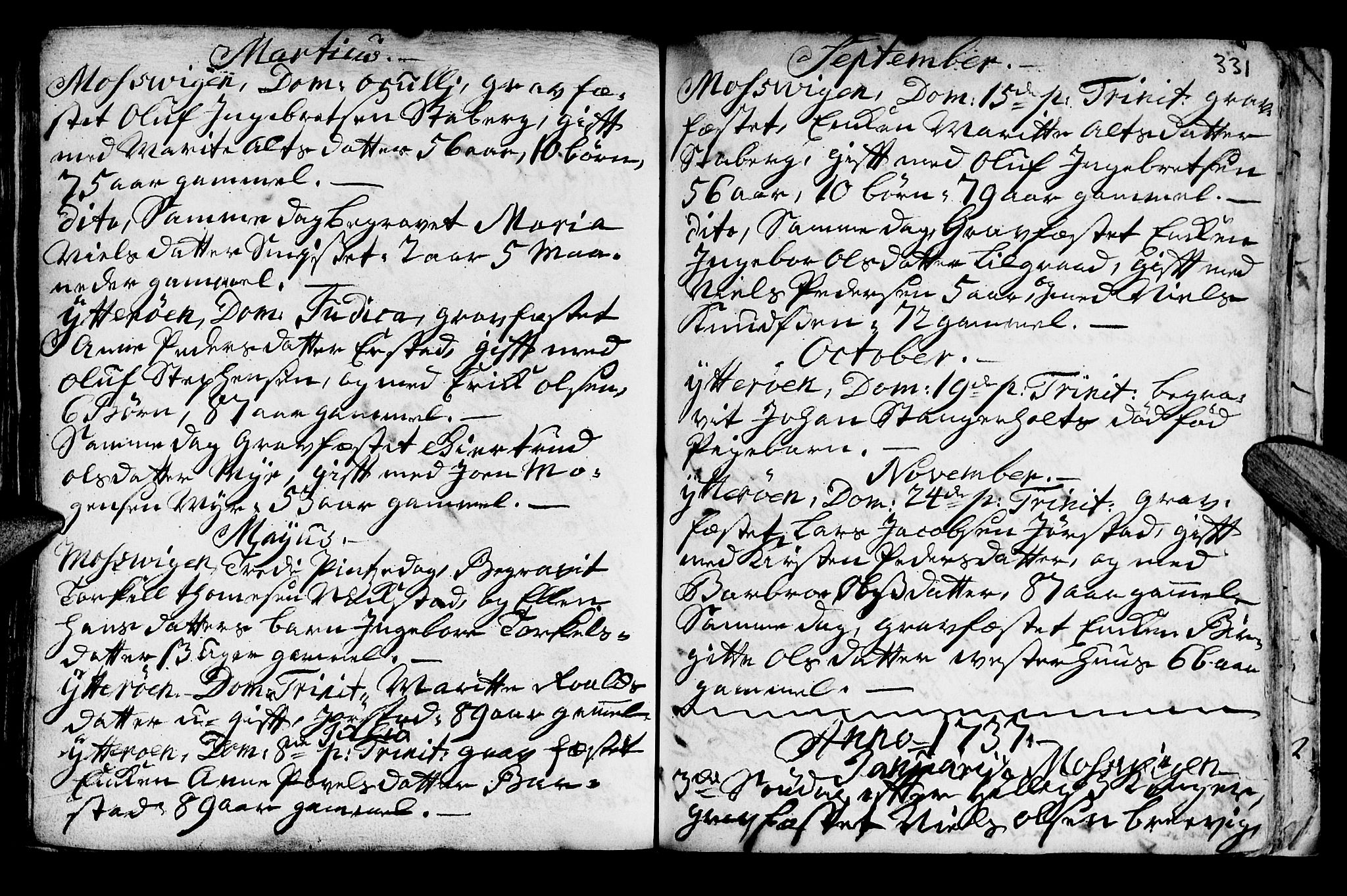 Ministerialprotokoller, klokkerbøker og fødselsregistre - Nord-Trøndelag, SAT/A-1458/722/L0215: Parish register (official) no. 722A02, 1718-1755, p. 331