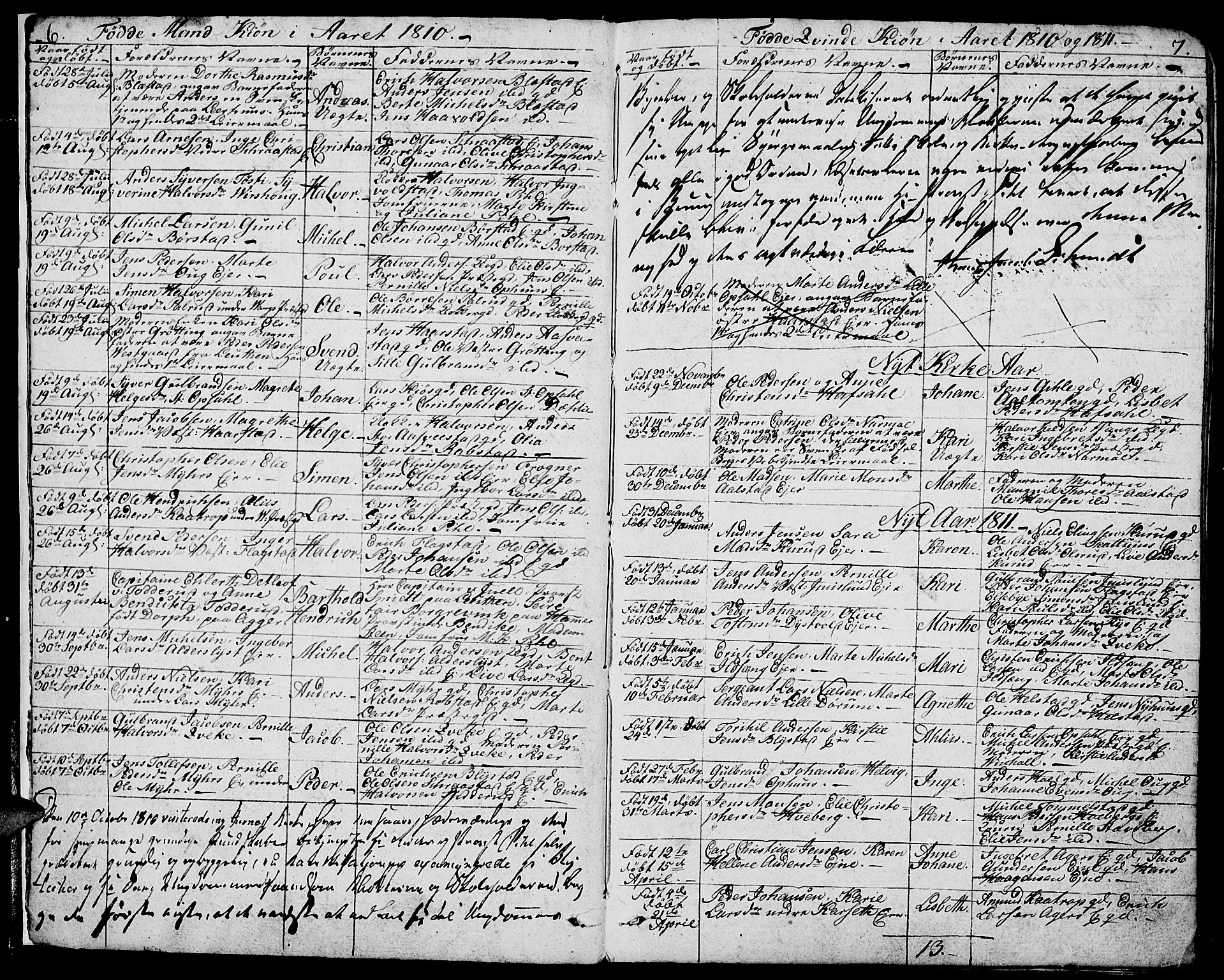 Vang prestekontor, Hedmark, SAH/PREST-008/H/Ha/Haa/L0006: Parish register (official) no. 6 /1, 1809-1827, p. 6-7