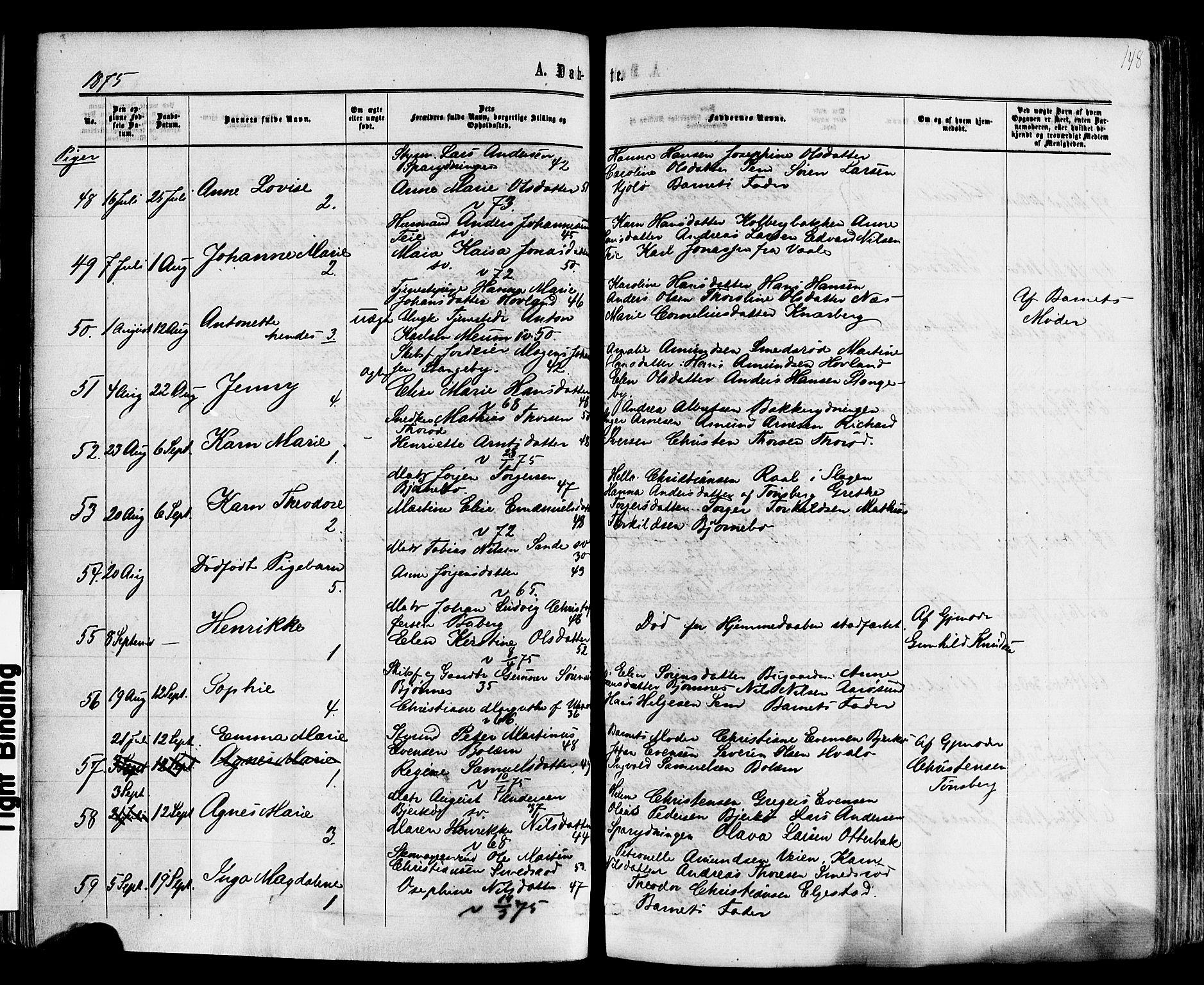 Nøtterøy kirkebøker, SAKO/A-354/F/Fa/L0007: Parish register (official) no. I 7, 1865-1877, p. 148