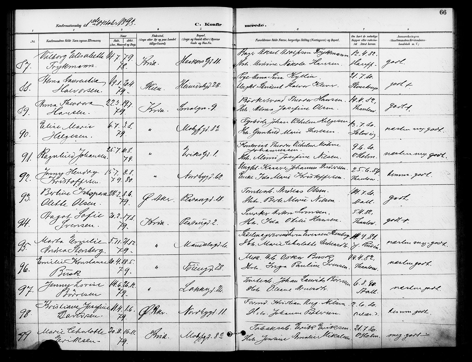 Grønland prestekontor Kirkebøker, AV/SAO-A-10848/F/Fa/L0011: Parish register (official) no. 11, 1892-1907, p. 66