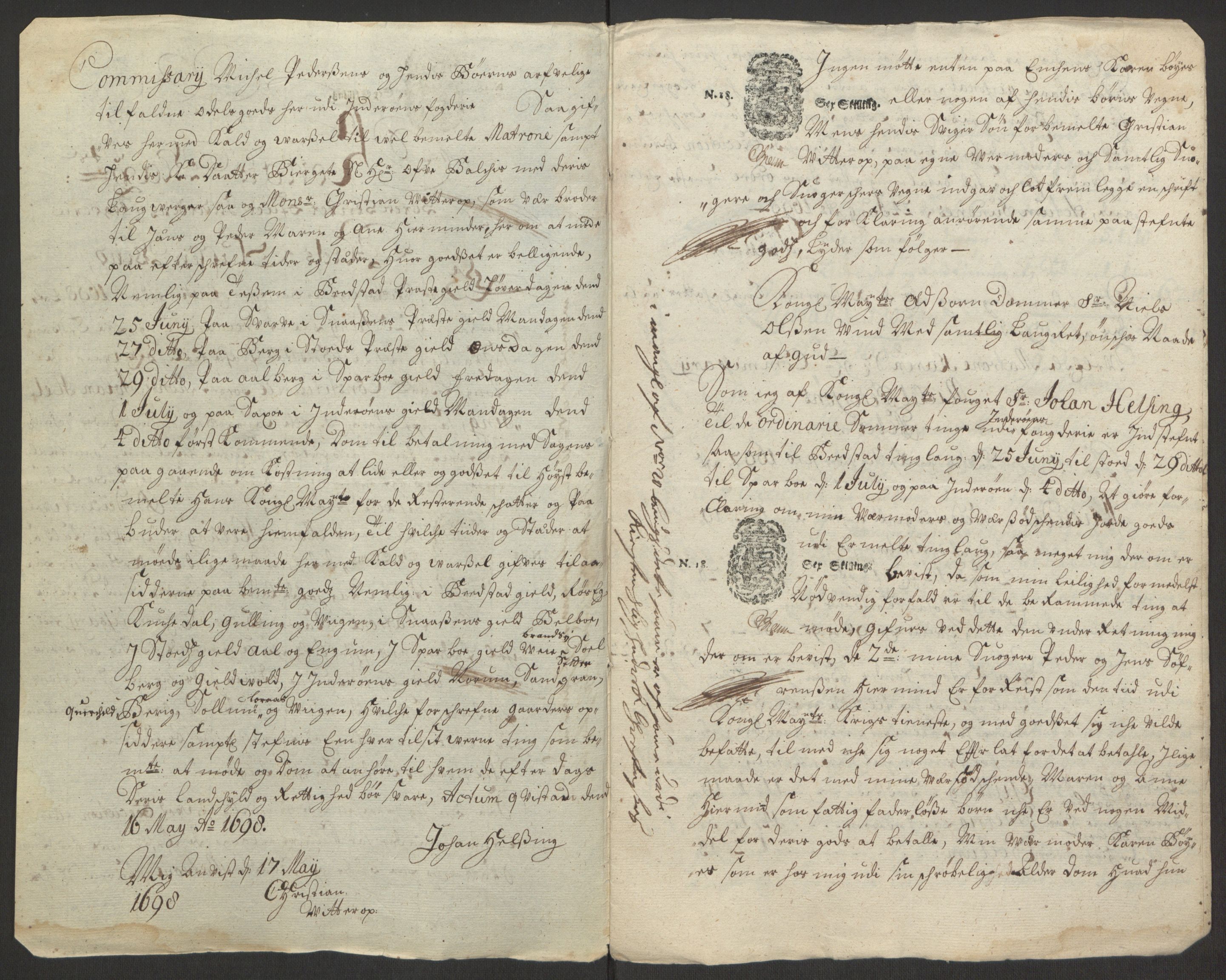 Rentekammeret inntil 1814, Reviderte regnskaper, Fogderegnskap, AV/RA-EA-4092/R63/L4309: Fogderegnskap Inderøy, 1695-1697, p. 577