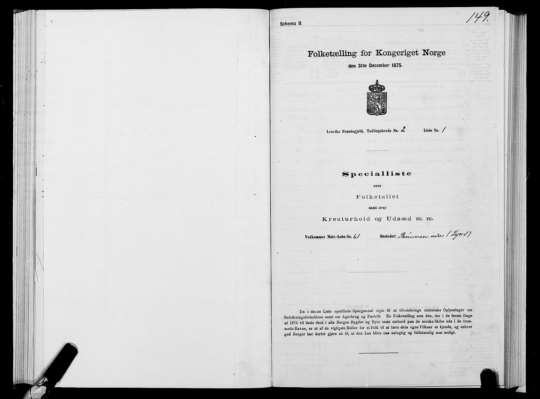 SATØ, 1875 census for 1931P Lenvik, 1875, p. 1149