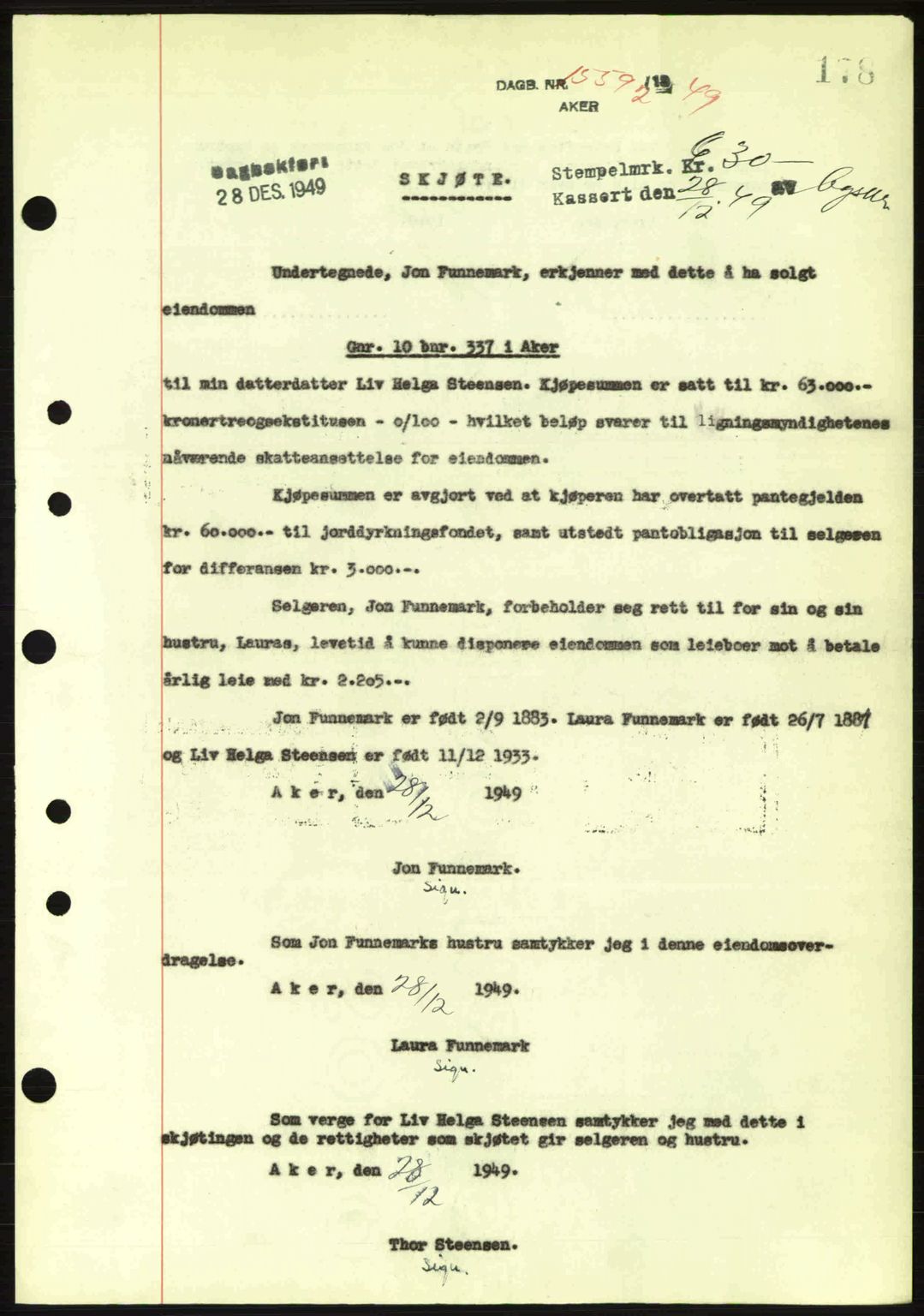 Oslo byskriverembete, AV/SAO-A-10227/G/Gb/Gbd/Gbda/L0017: Mortgage book no. A215, 1949-1950, Diary no: : 15592/1949