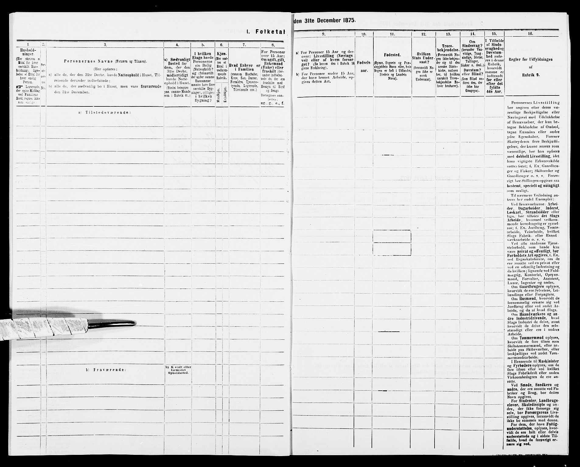 SAK, 1875 census for 0903P Arendal, 1875, p. 93