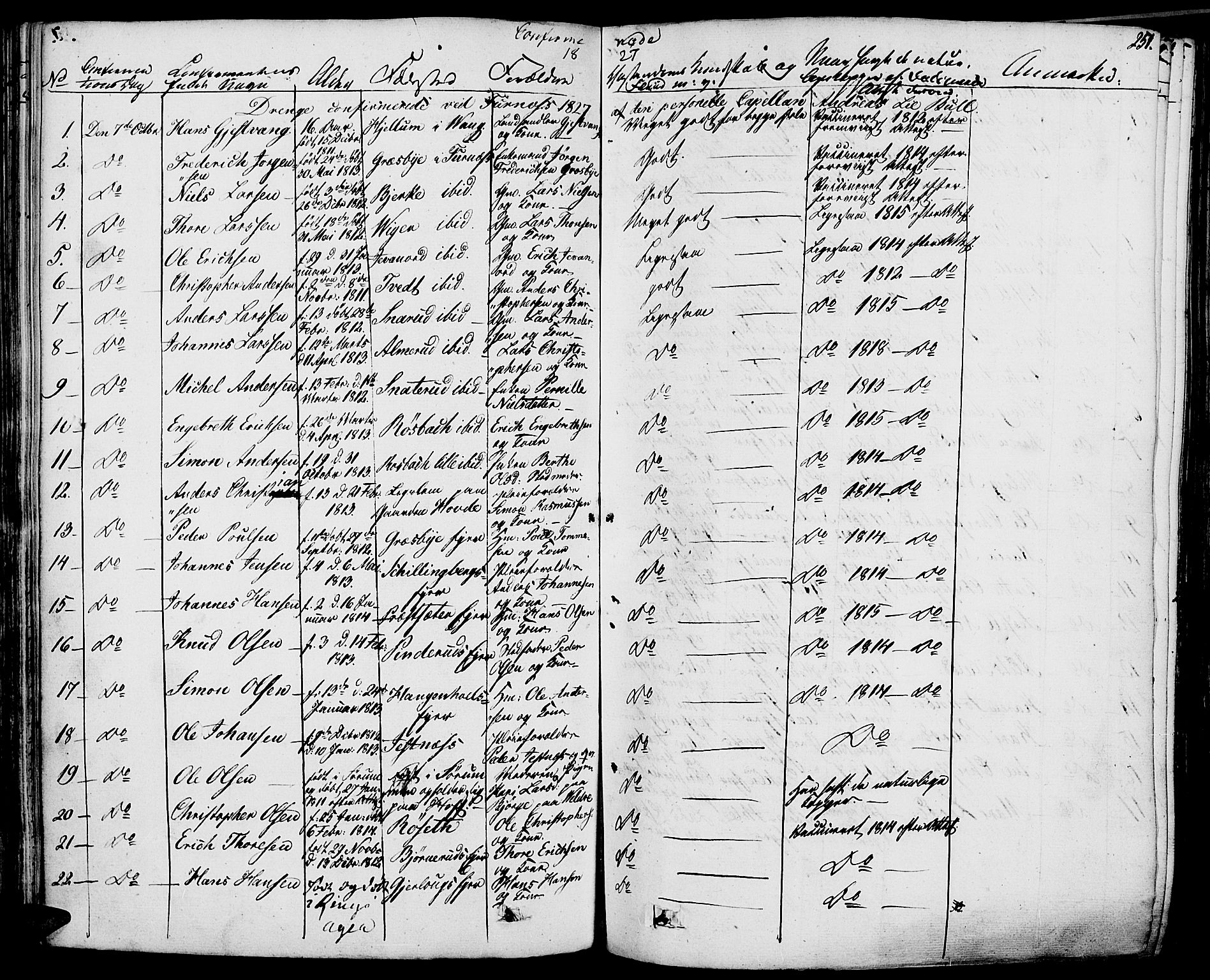 Vang prestekontor, Hedmark, SAH/PREST-008/H/Ha/Haa/L0009: Parish register (official) no. 9, 1826-1841, p. 251